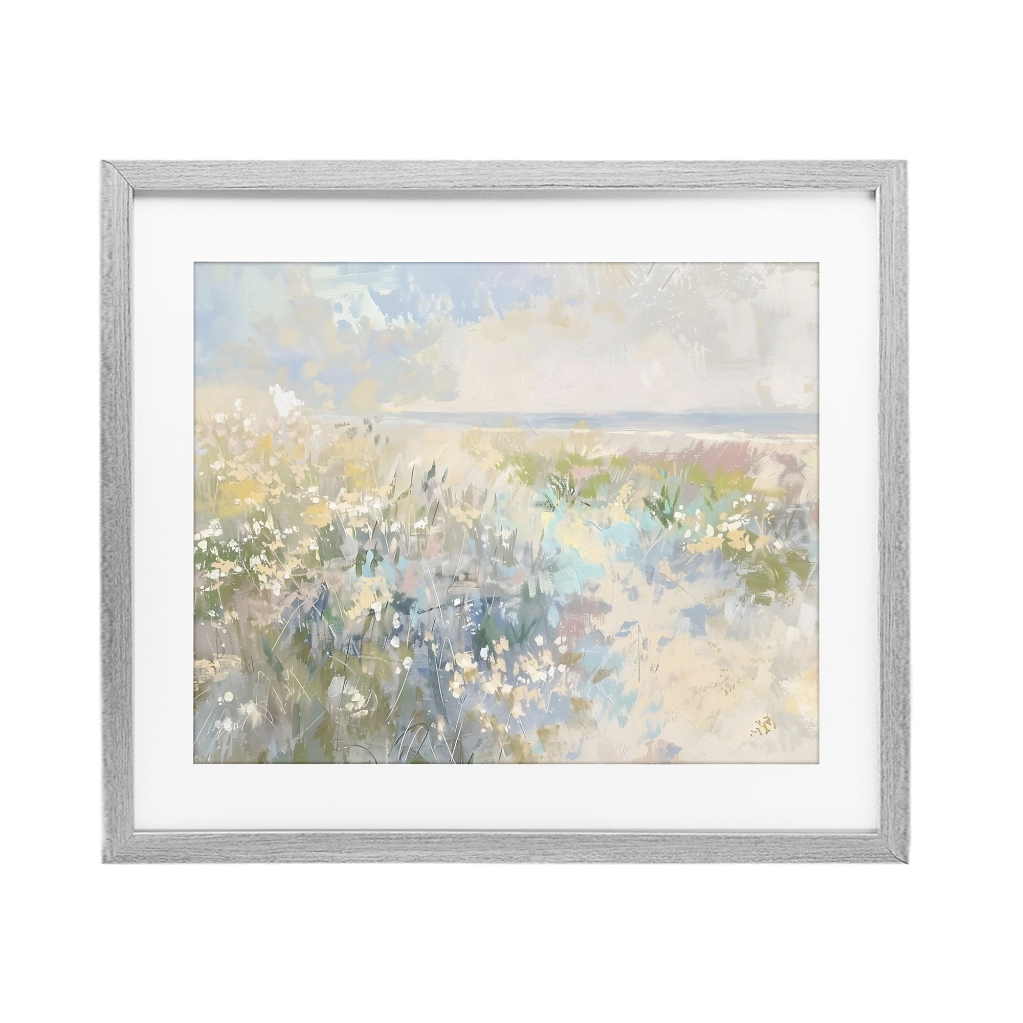 Stupell Industries Mottled Pastel Field Impression Gray Framed Print Under Glass, design by Creative Studio