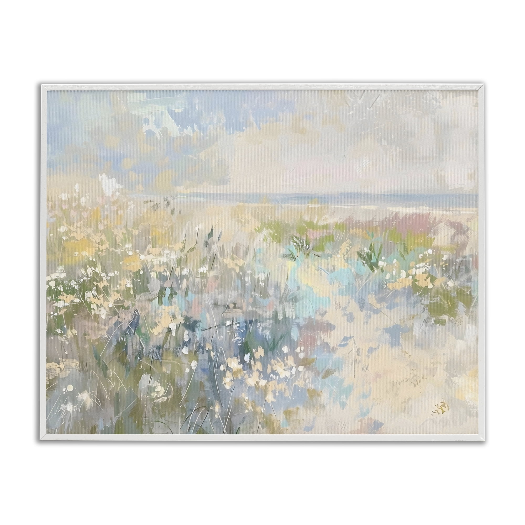 Stupell Industries Mottled Pastel Field Impression White Framed Giclee Art, design by Creative Studio