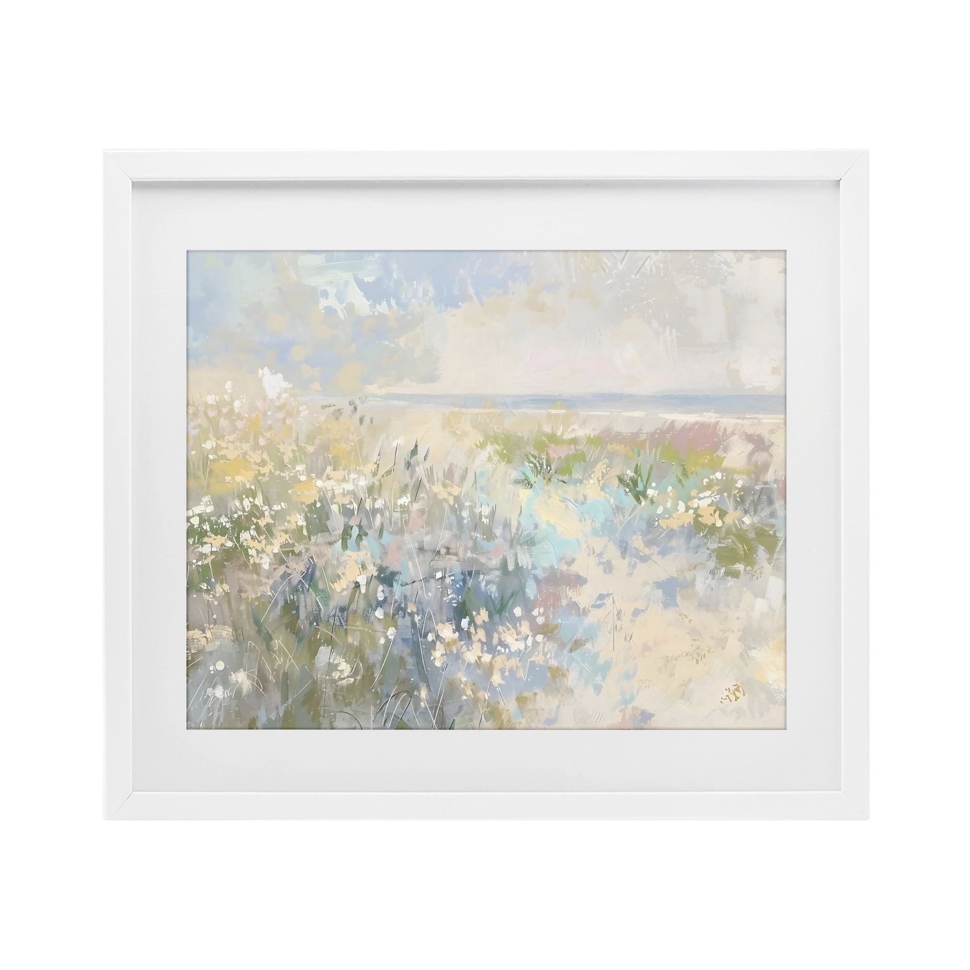 Stupell Industries Mottled Pastel Field Impression White Framed Print Under Glass, design by Creative Studio