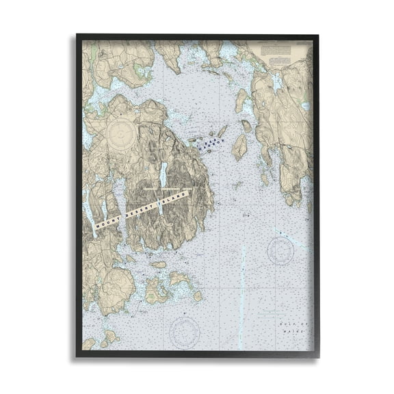 Stupell Industries Mount Desert Island Maine Coastal Map Traditional Cartography, 11 x 14, Designed by Daphne Polselli