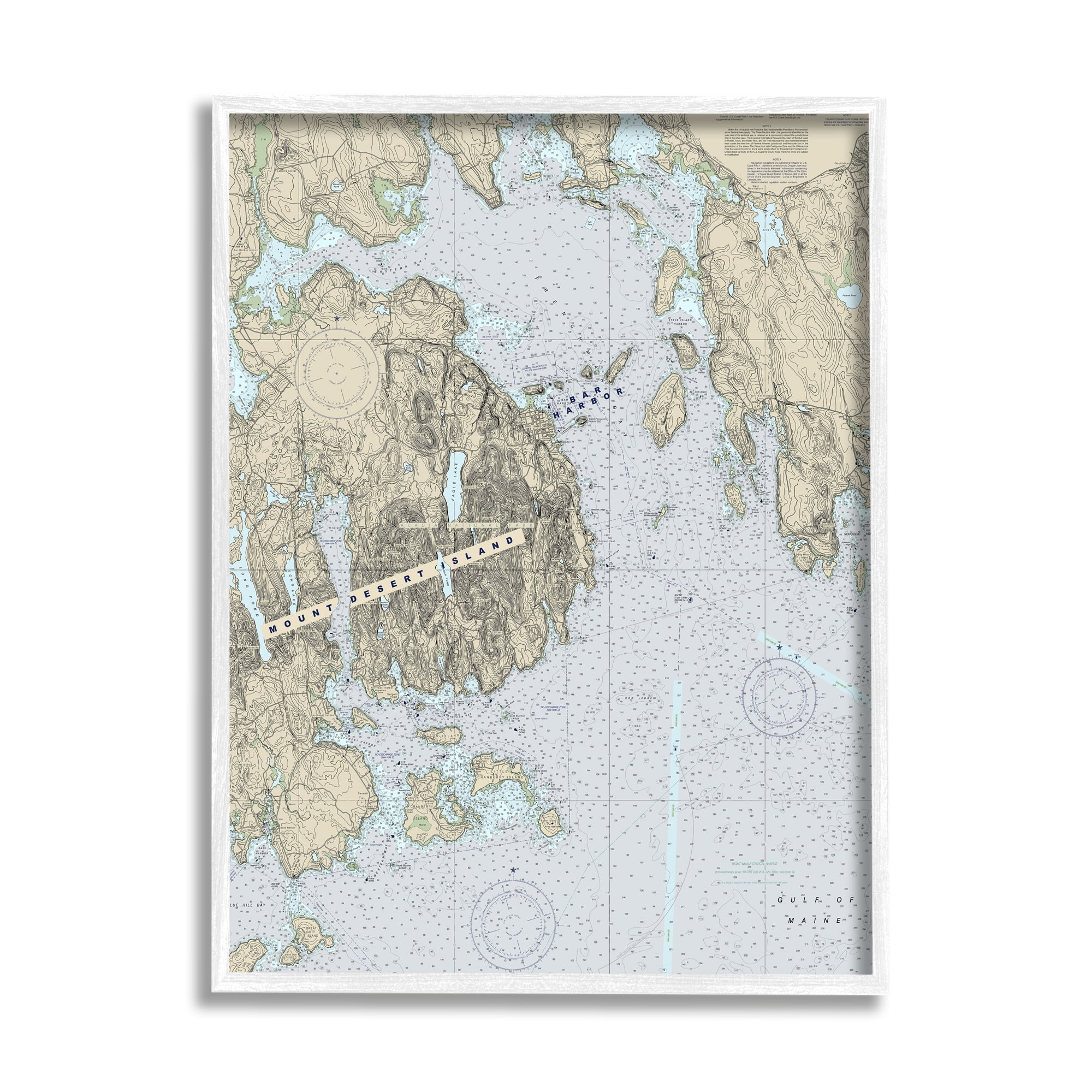 Stupell Industries Mount Desert Island Maine Coastal Map Traditional Cartography, 24 x 30, Designed by Daphne Polselli