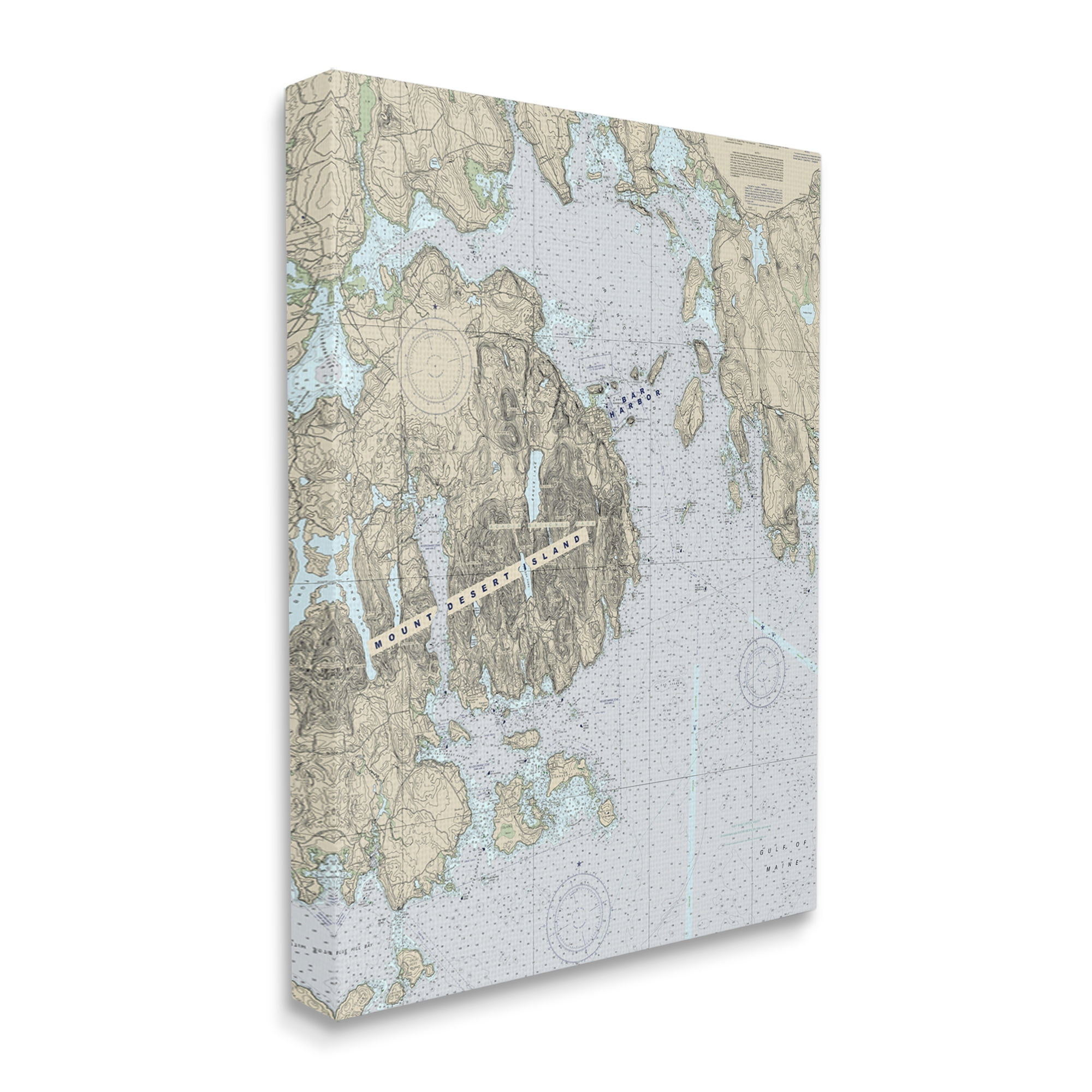 Stupell Industries Mount Desert Island Maine Coastal Map Traditional Cartography, 24 x 30, Designed by Daphne Polselli