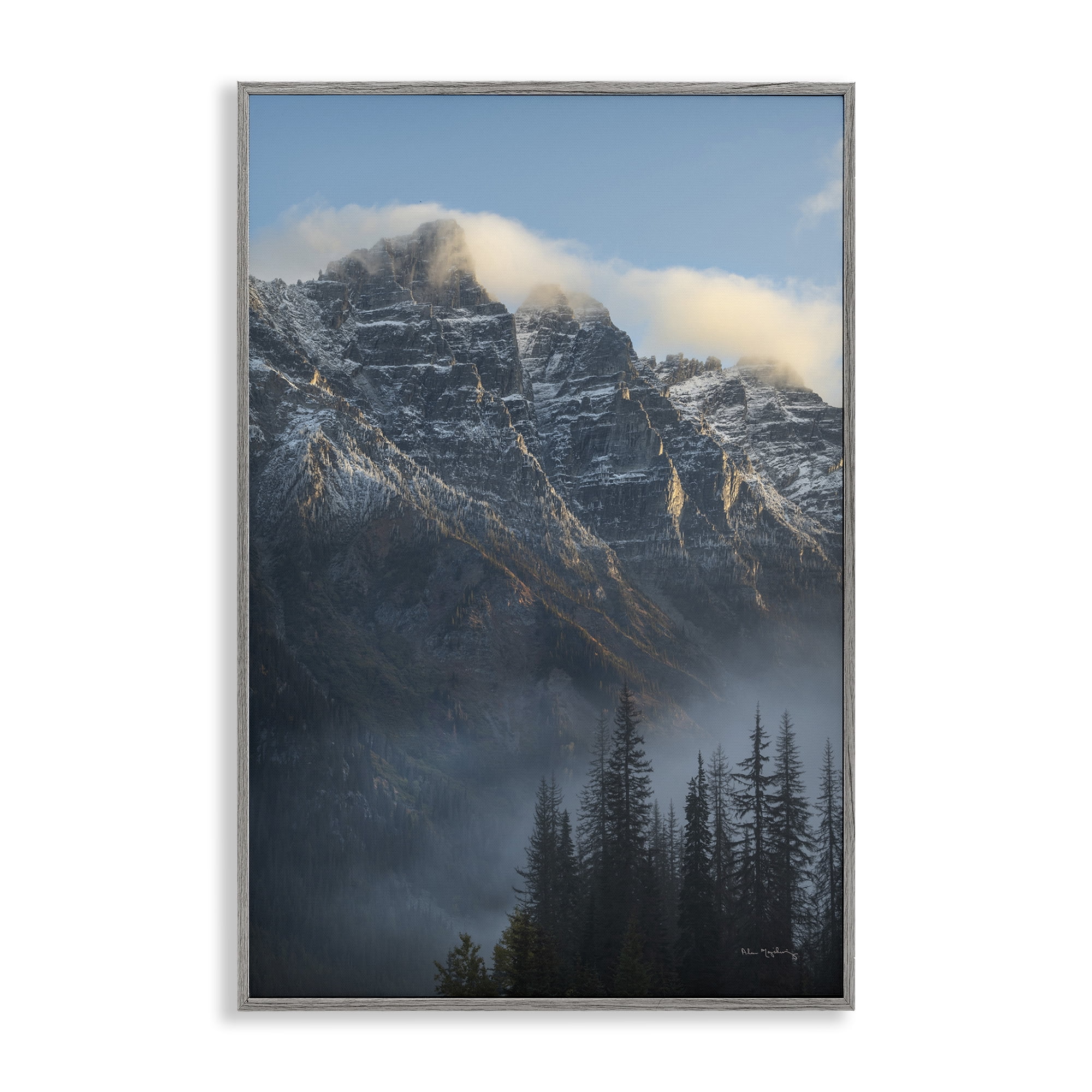 Stupell Industries Mount Tupper Mist Landscape & Nature Photography Gray Framed Art Print Wall Art, 16 x 24