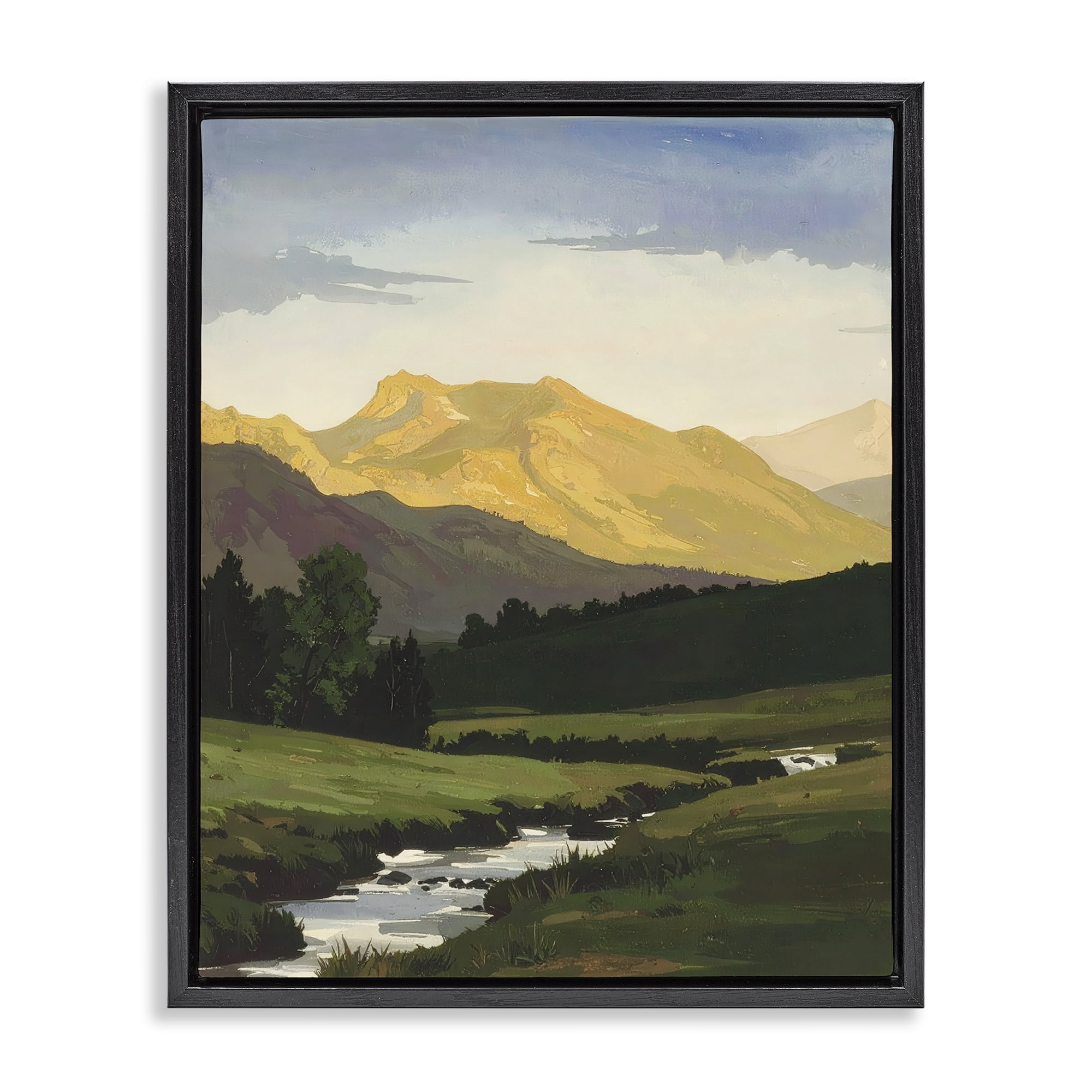 Stupell Industries Mountain Across The Valley Black Framed Floater Canvas Wall Art, design by Alonza Saunders