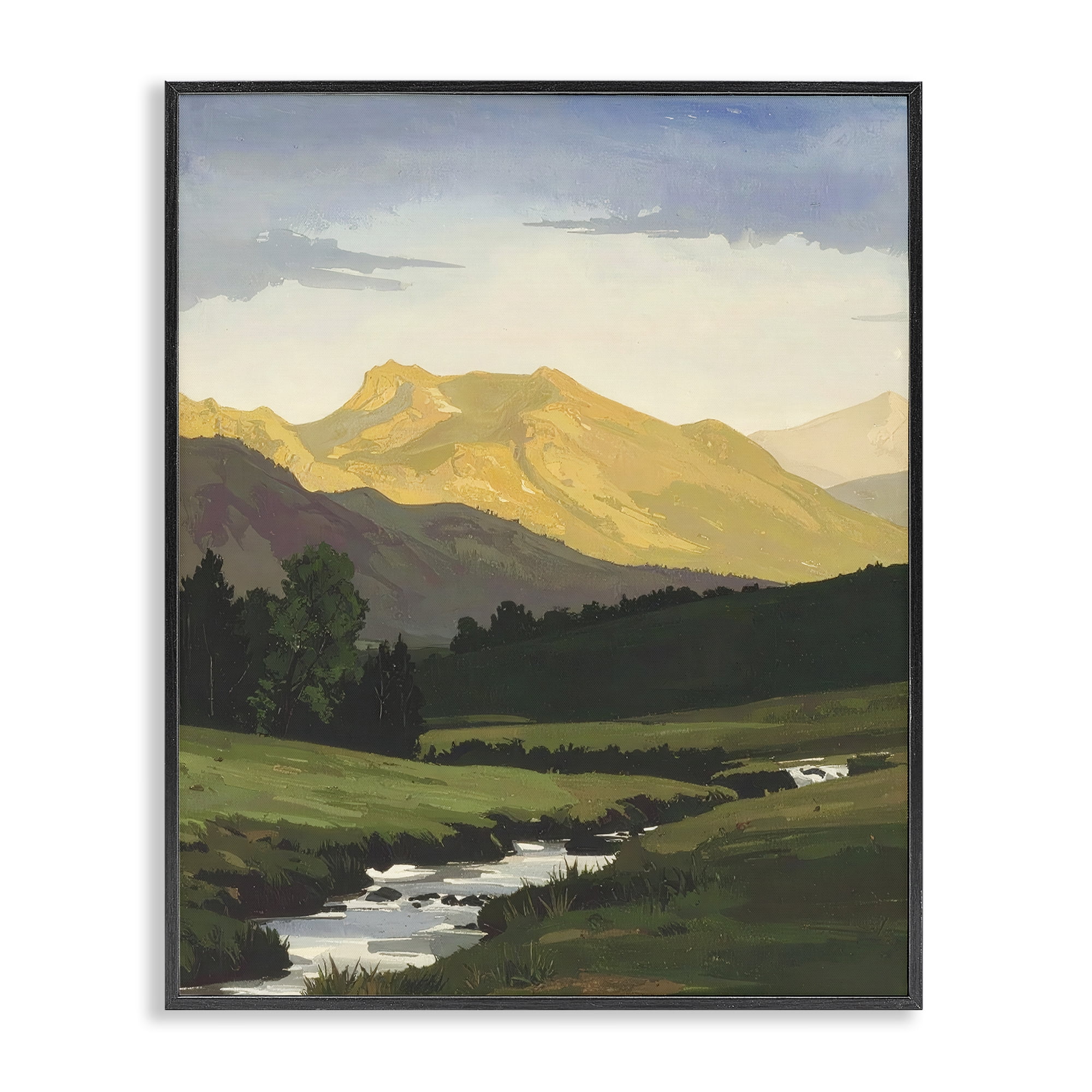 Stupell Industries Mountain Across The Valley Black Framed Giclee Art, design by Alonza Saunders
