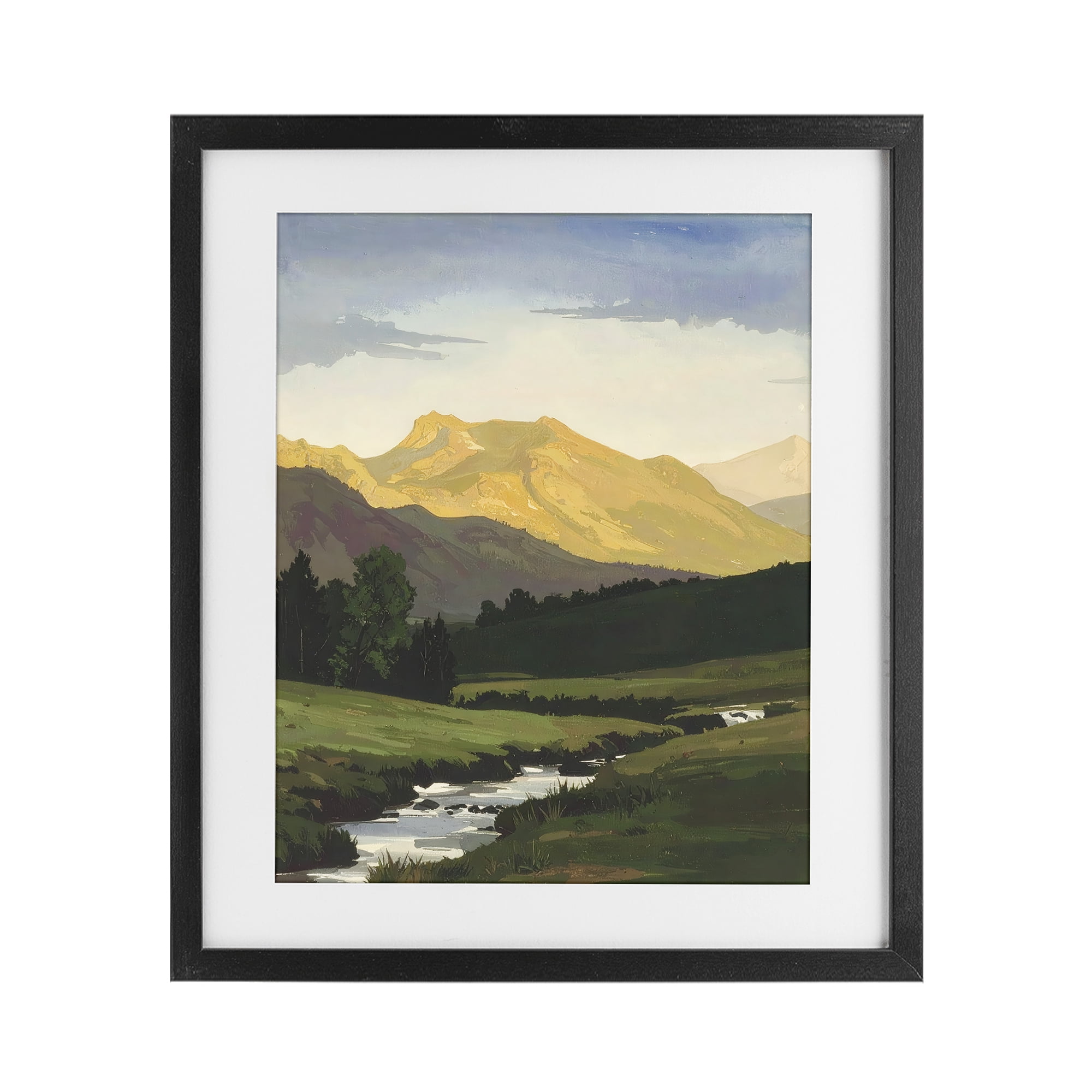 Stupell Industries Mountain Across The Valley Black Framed Print Under Glass, design by Alonza Saunders