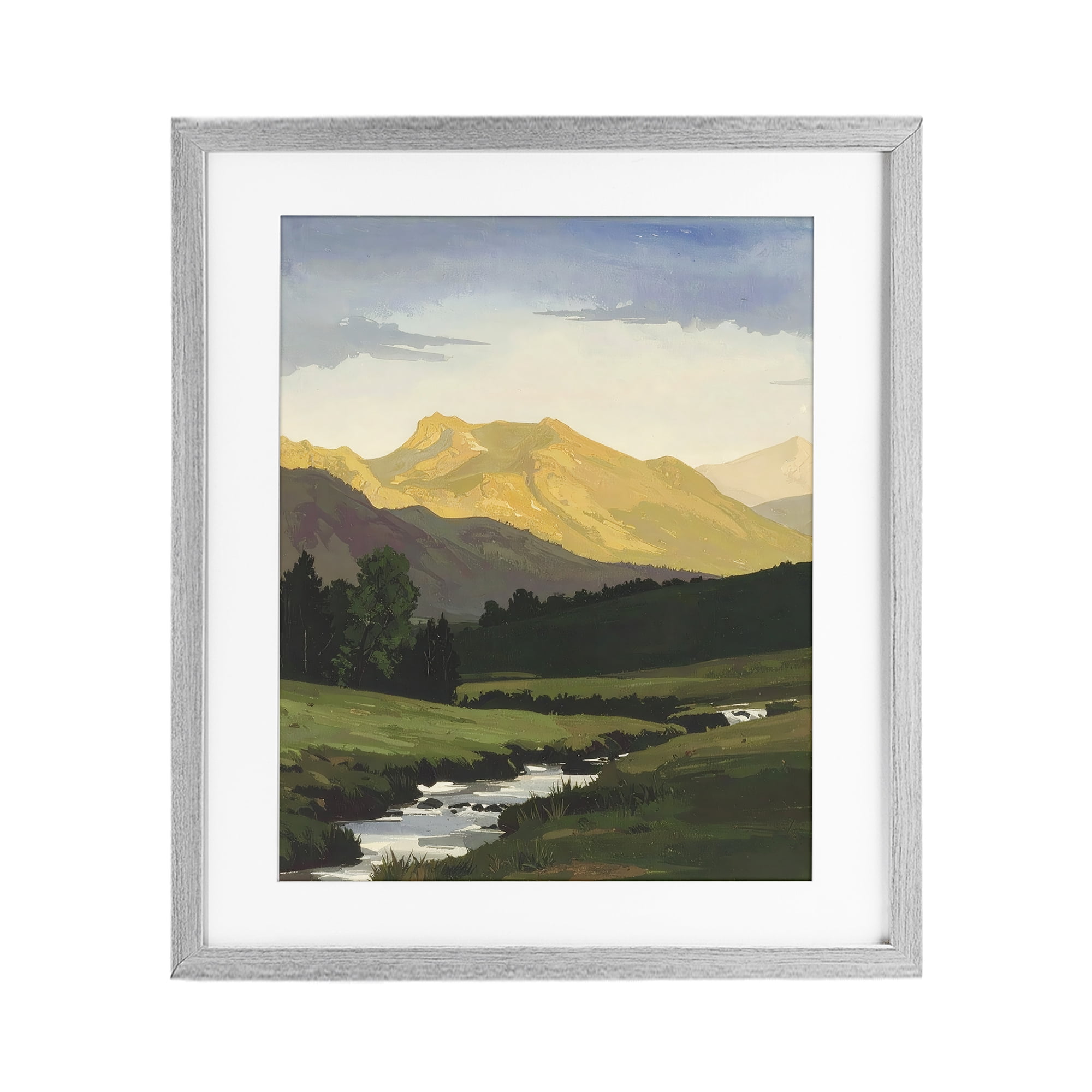 Stupell Industries Mountain Across The Valley Gray Framed Print Under Glass, design by Alonza Saunders