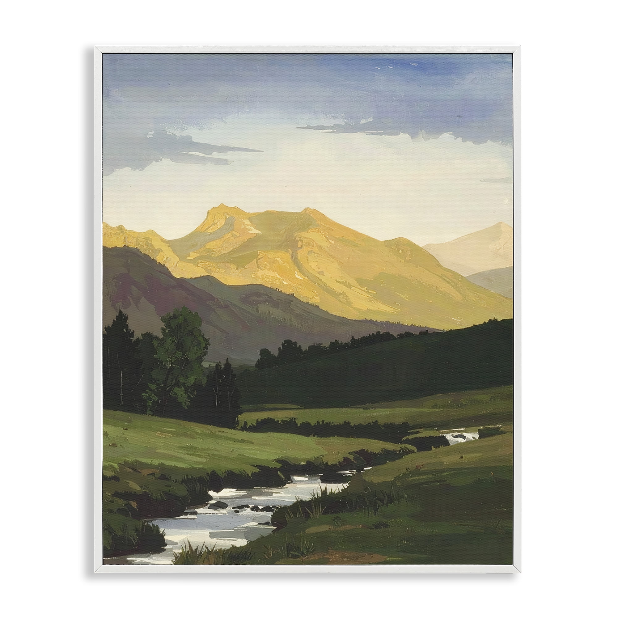 Stupell Industries Mountain Across The Valley White Framed Giclee Art, design by Alonza Saunders
