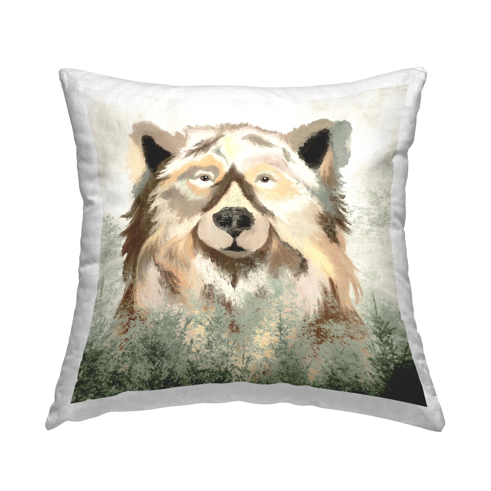 Stupell Industries Mountain Brown Bear Trees Printed Throw Pillow Design by Elizabeth Medley