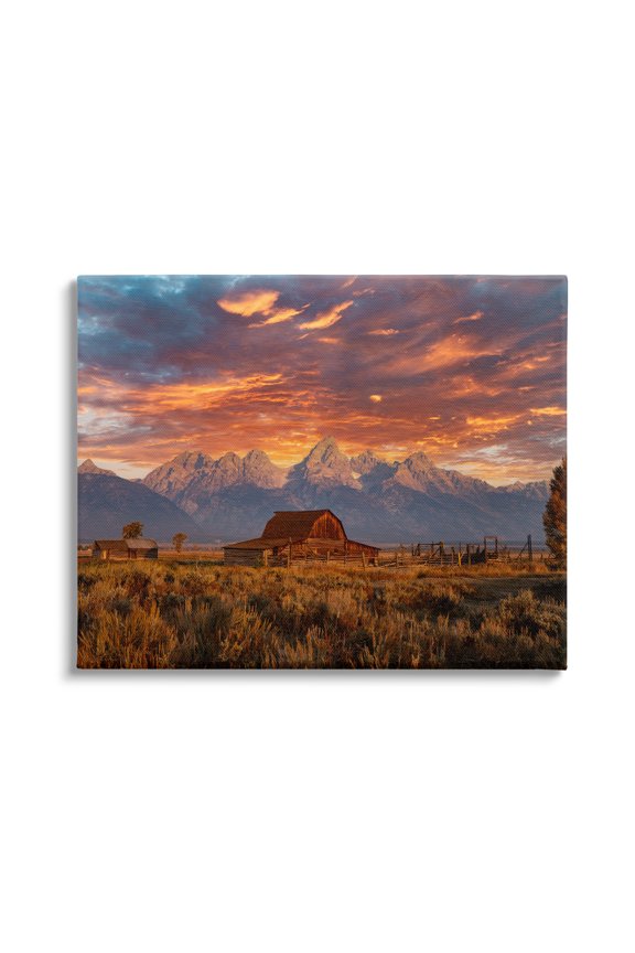 Industries Mountain Cabin Sunset Landscape Photography Gallery Wrapped Canvas Art Print Wall Art, 20 x 16