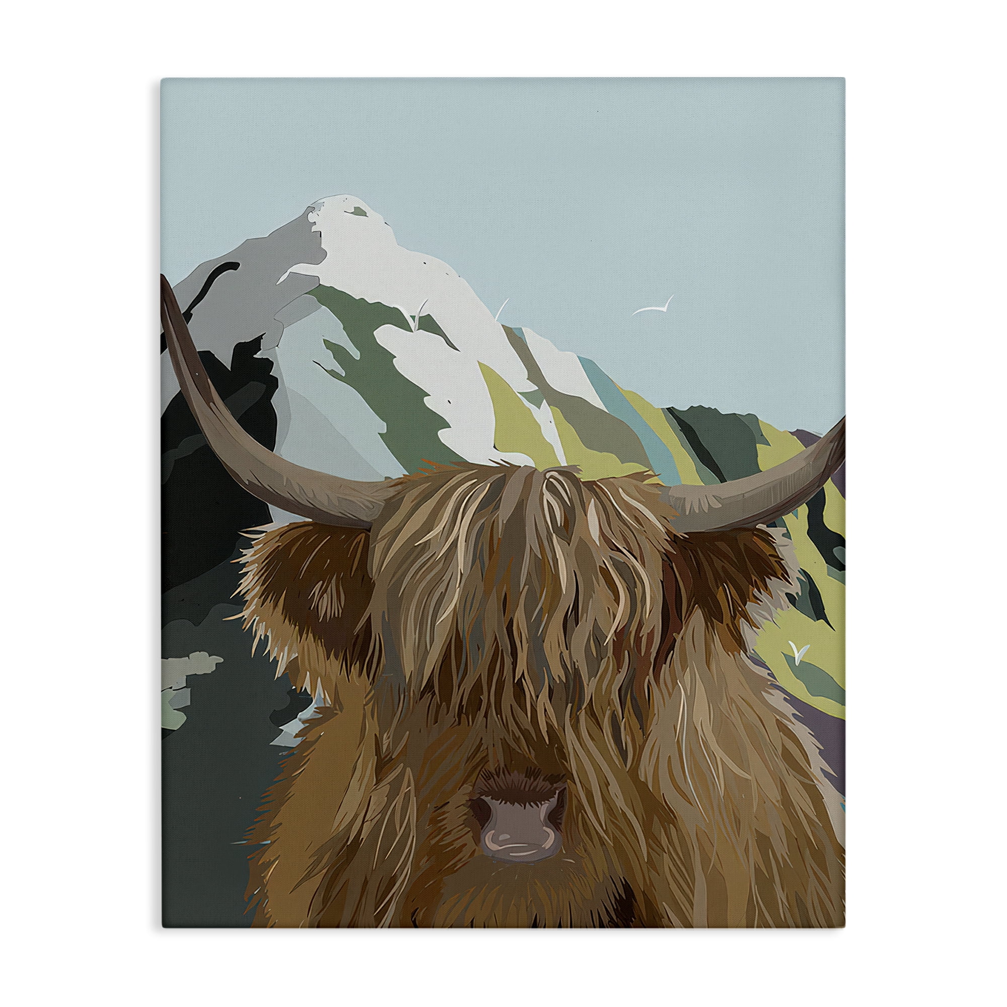 Stupell Industries Mountain Cattle Scene Animals Painting Wrapped Canvas Art Print Wall Art, 16 x 20