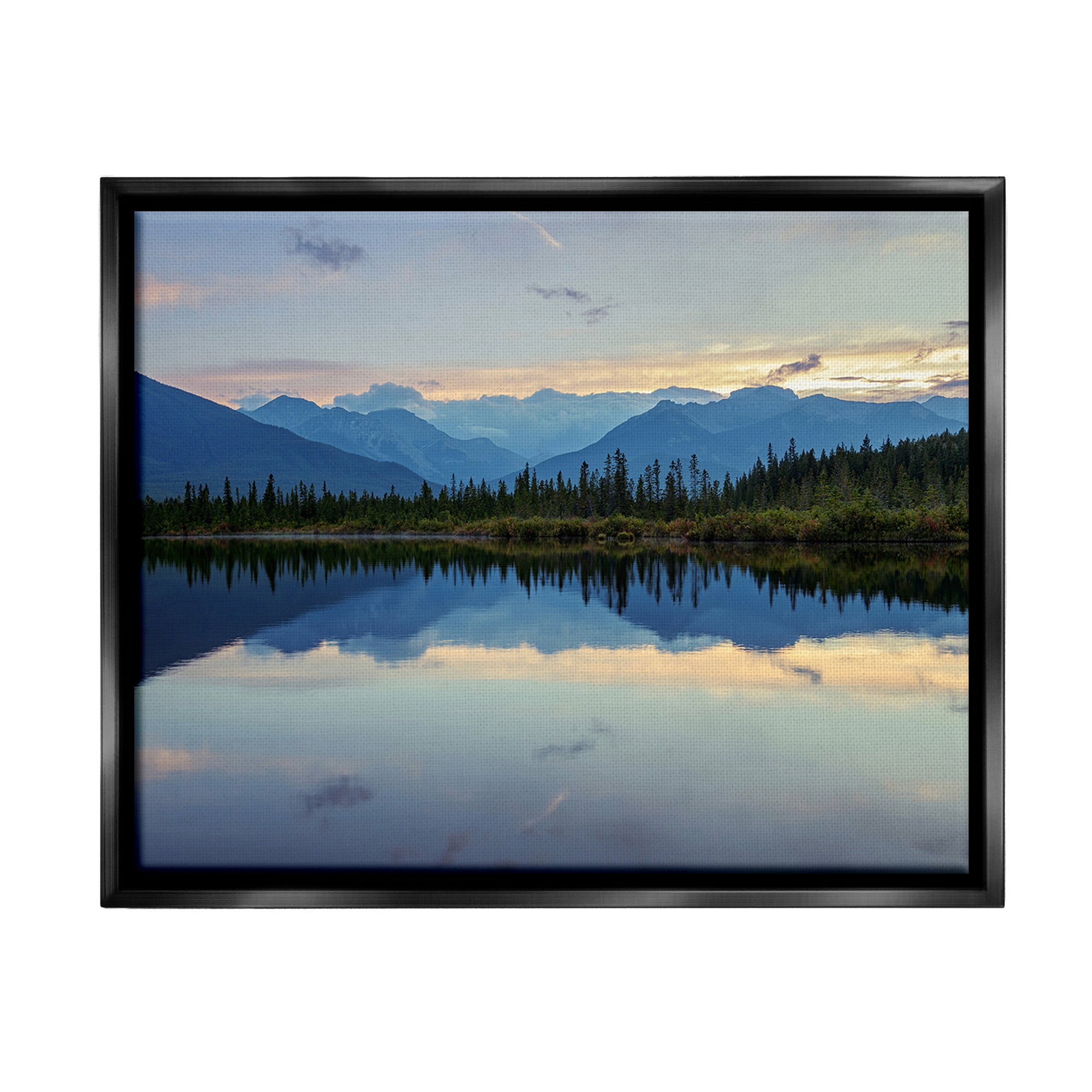 Stupell Industries Mountain Clouds Reflection Landscape Photography Black Floater Framed Canvas Art Print Wall Art, 21 x 17