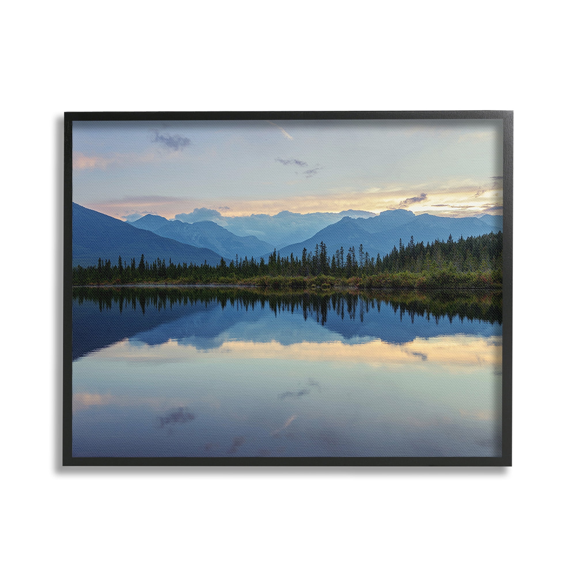Stupell Industries Mountain Clouds Reflection Landscape Photography Black Framed Art Print Wall Art, 30 x 24
