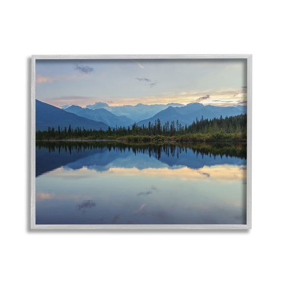 Stupell Industries Mountain Clouds Reflection Landscape Photography Gray Framed Art Print Wall Art, 30 x 24