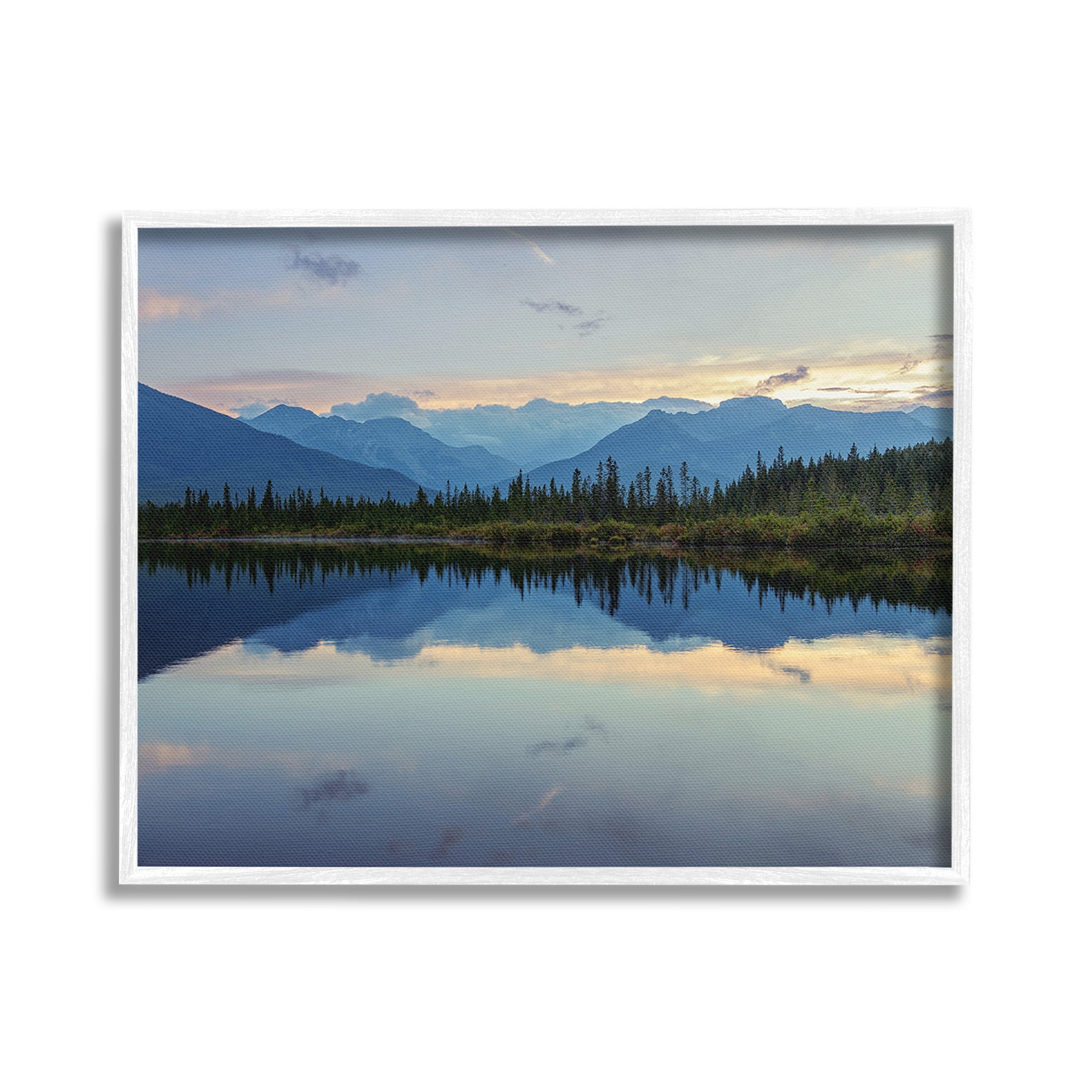 Stupell Industries Mountain Clouds Reflection Landscape Photography White Framed Art Print Wall Art, 20 x 16