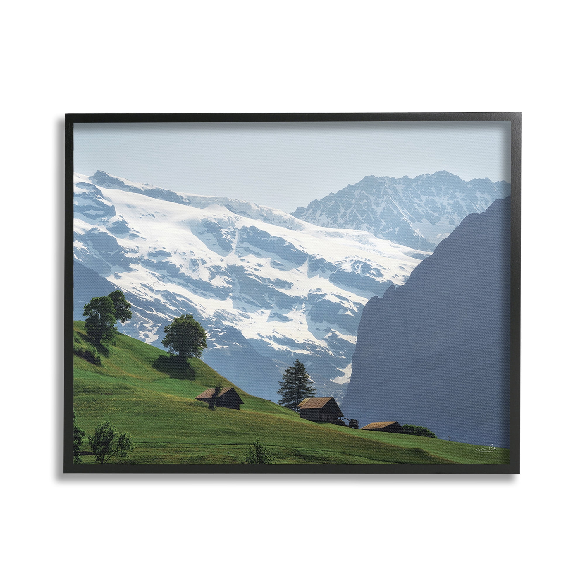 Stupell Industries Mountain Cottages Landscape Landscape Photography Black Framed Art Print Wall Art, 30 x 24
