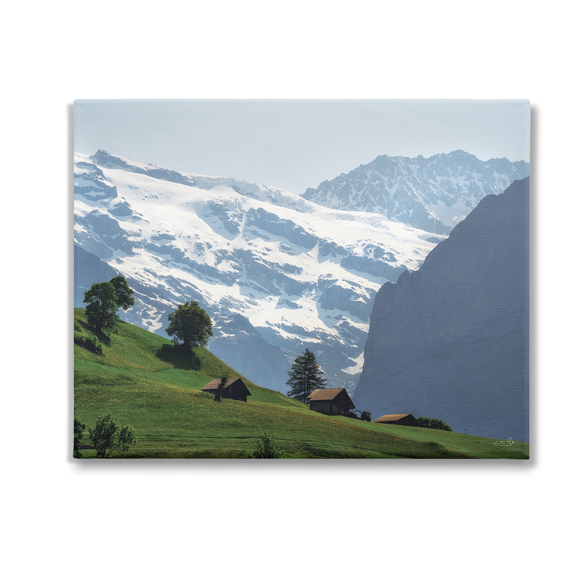 Stupell Industries Mountain Cottages Landscape Landscape Photography Gallery Wrapped Canvas Art Print Wall Art, 20 x 16