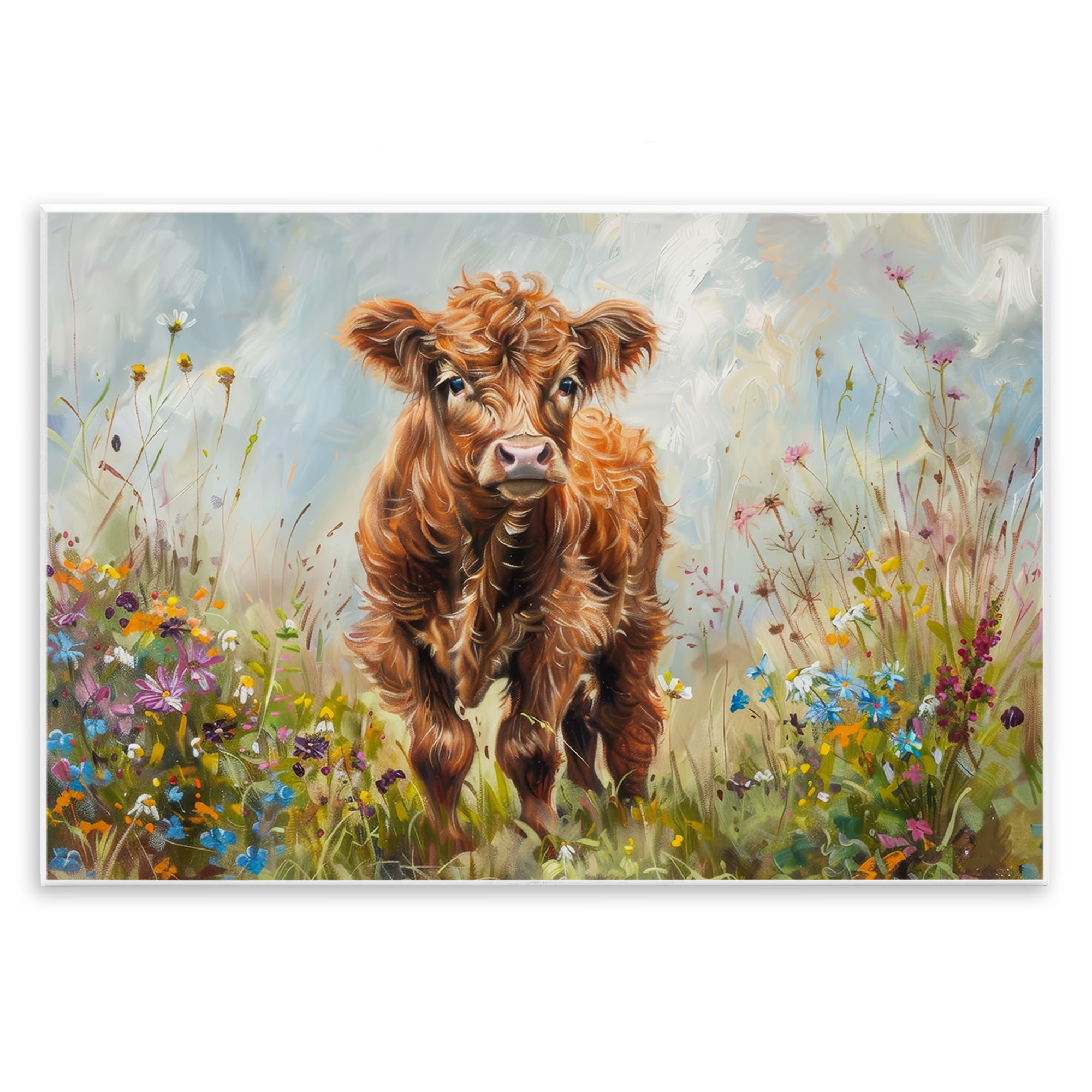 Stupell Industries Mountain Cow Scene Animals & Insects Painting Unframed Art Print Wall Art, 15 x 10
