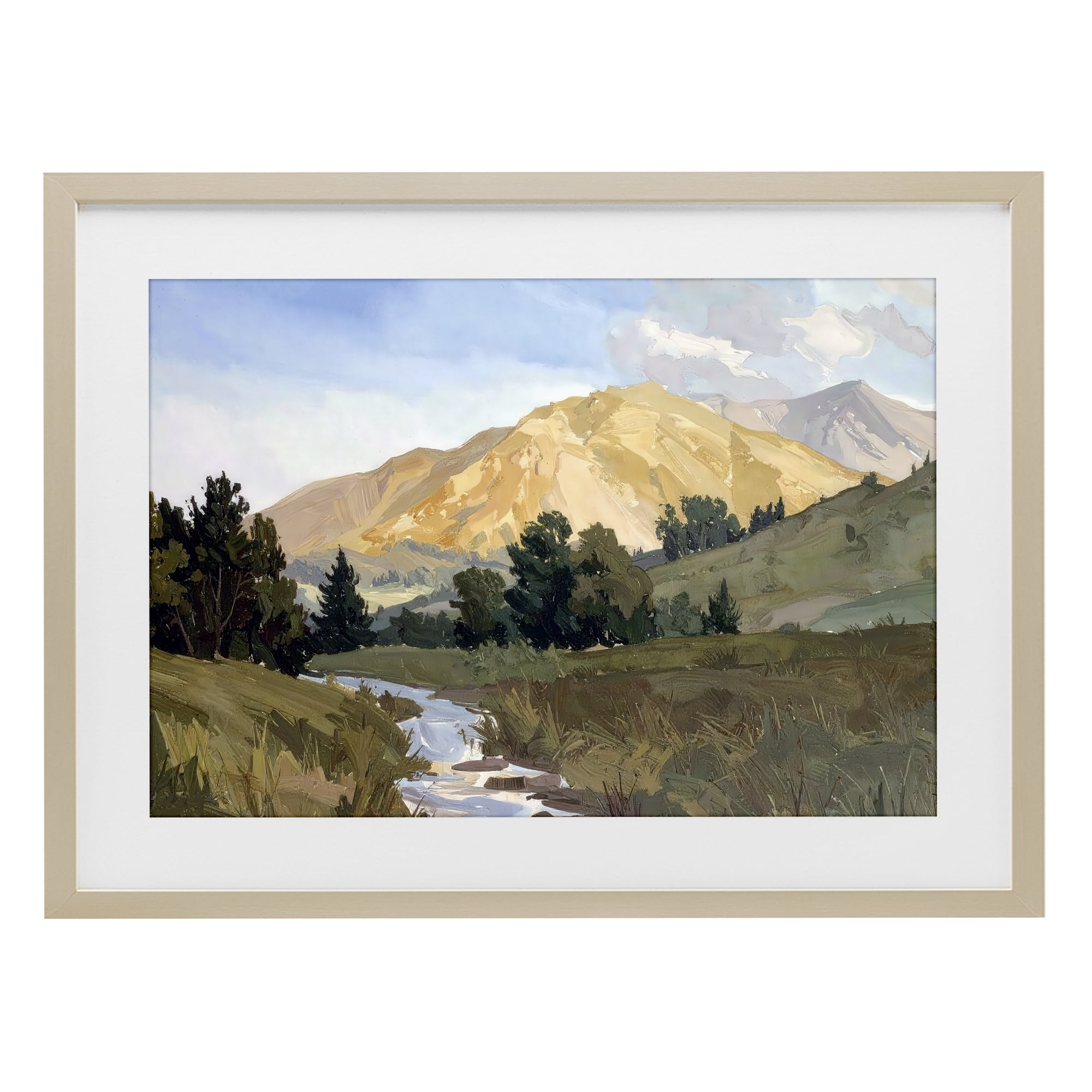 Stupell Industries Mountain Divide Valley Birch Framed Print Under Glass, design by Alonza Saunders