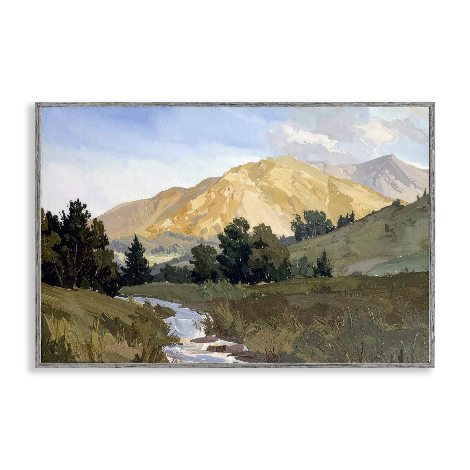Stupell Industries Mountain Divide Valley Gray Framed Giclee Art, design by Alonza Saunders