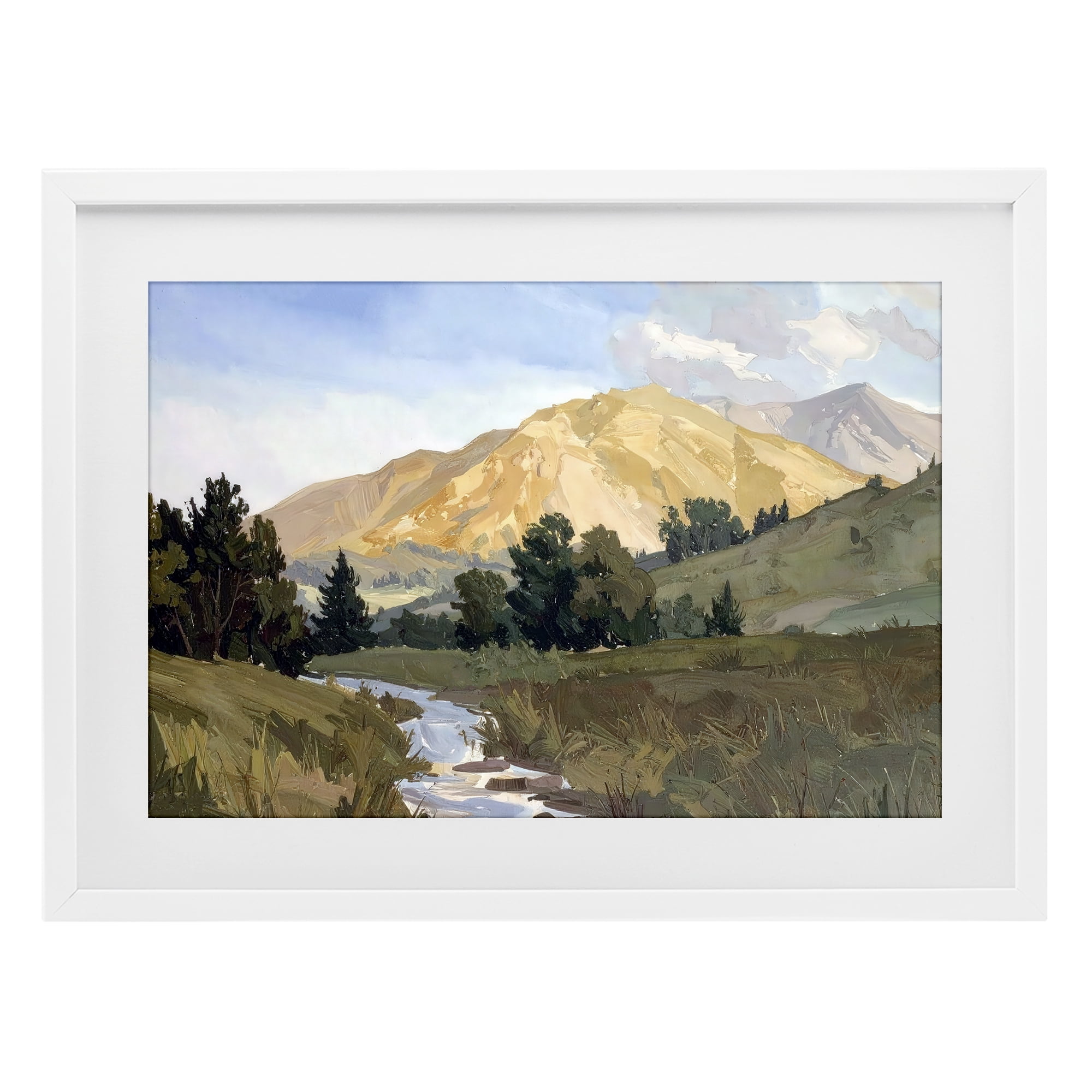 Stupell Industries Mountain Divide Valley White Framed Print Under Glass, design by Alonza Saunders