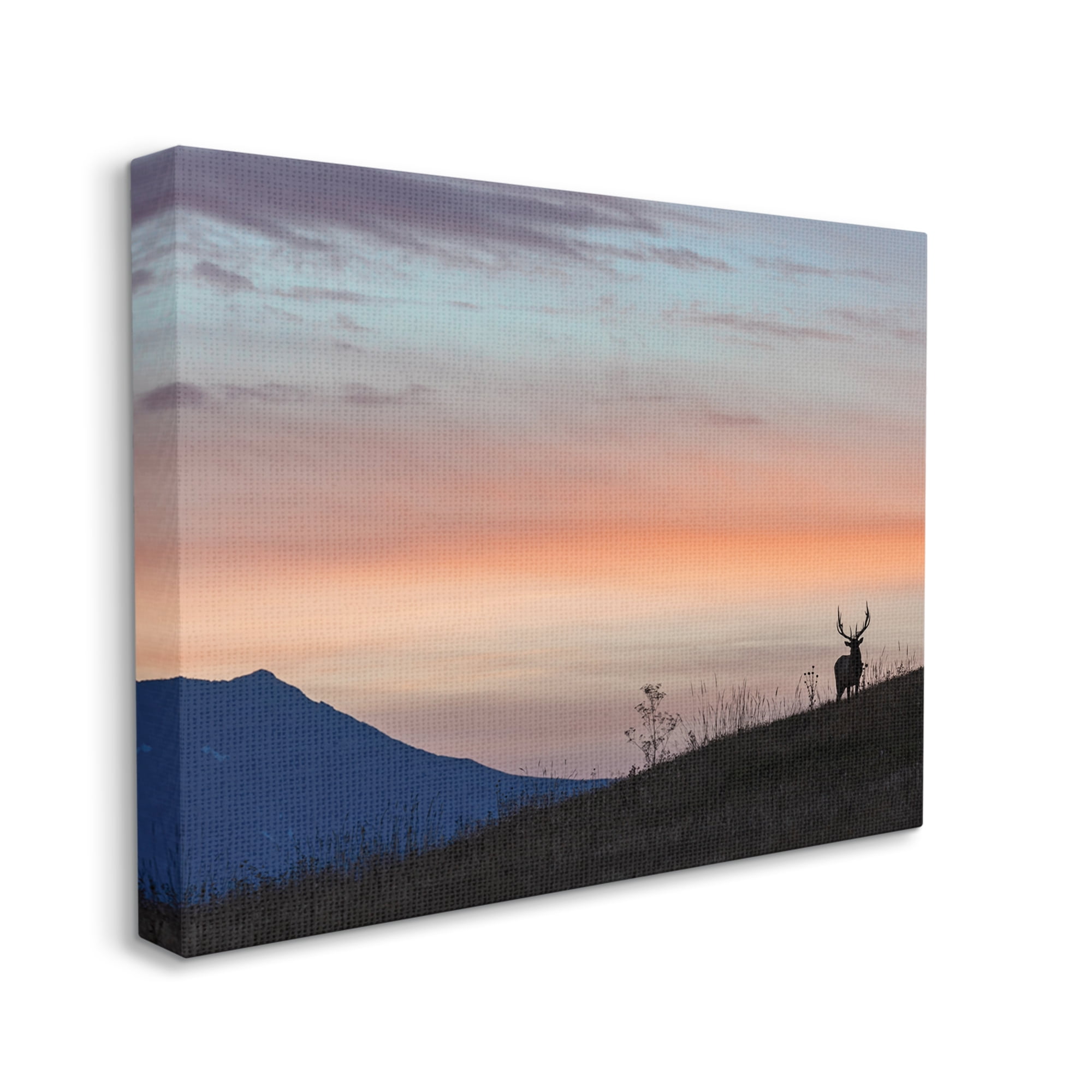 Stupell Industries Mountain Elk Sunset Silhouette Blush Orange Skyline Cabin Photography Gallery-Wrapped Canvas Print Wall Art, 16 x 20, Design by Larry McFerrin