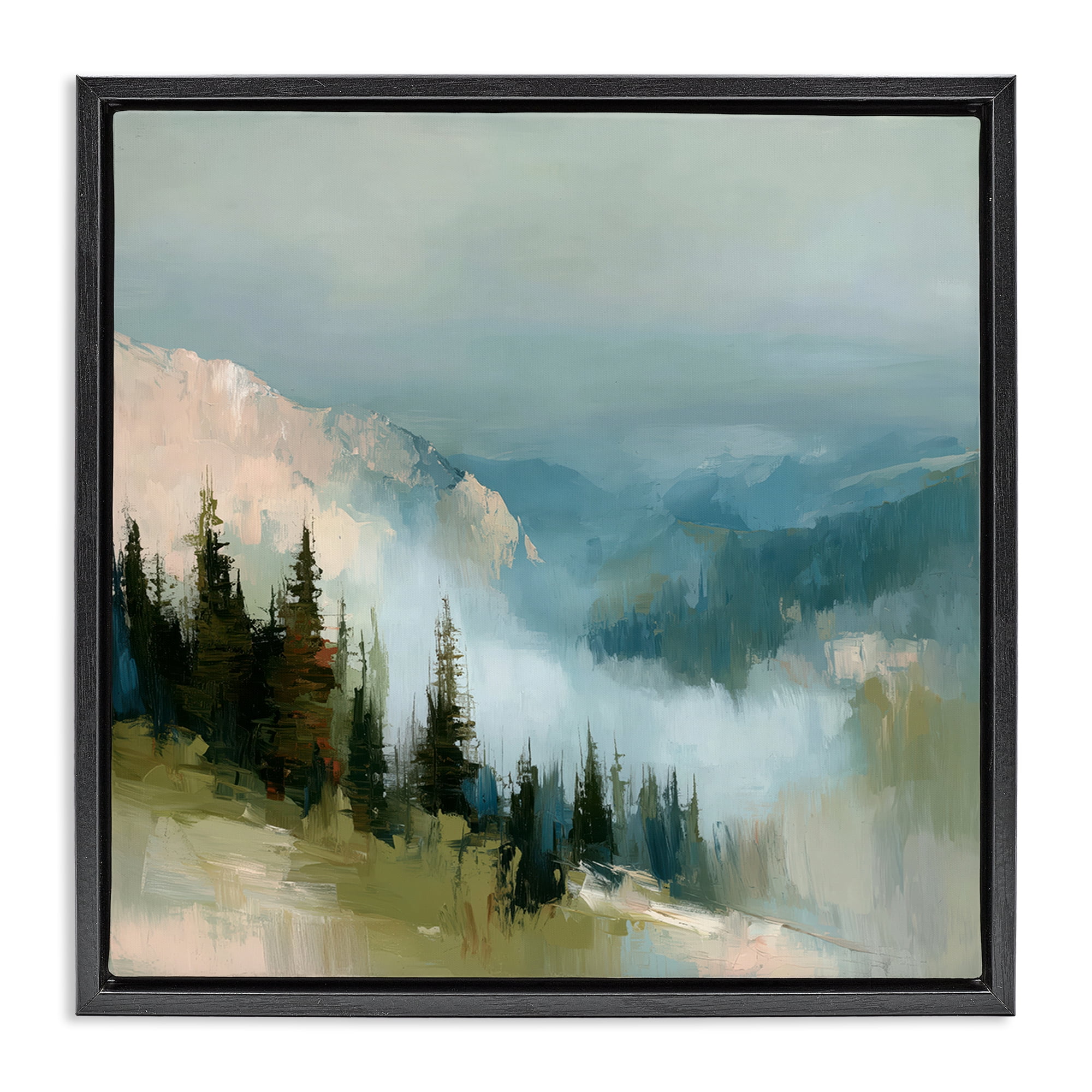Stupell Industries Mountain Forest Impression Black Framed Floater Canvas Wall Art, design by Kim Curinga