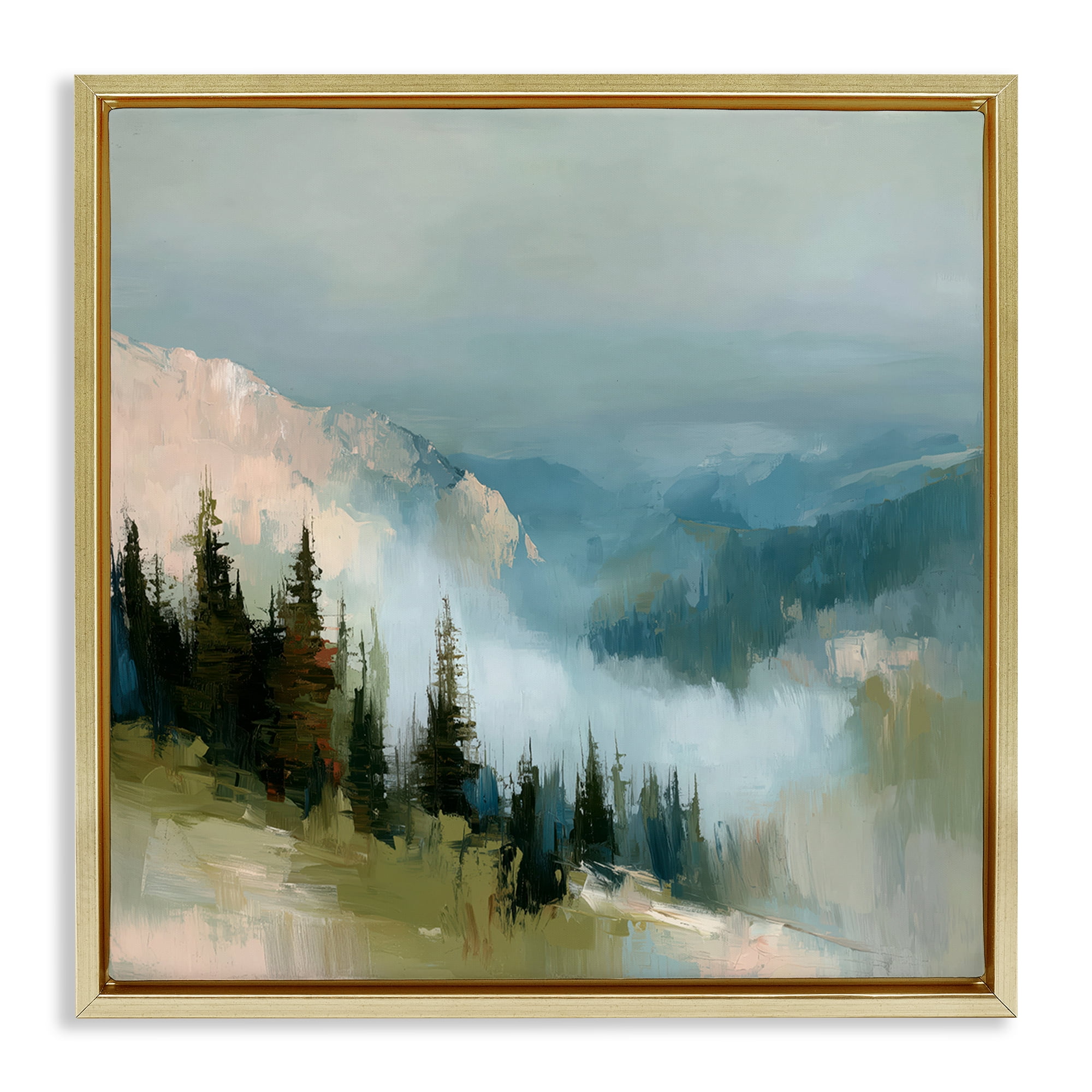 Stupell Industries Mountain Forest Impression Gold Framed Floater Canvas Wall Art, design by Kim Curinga