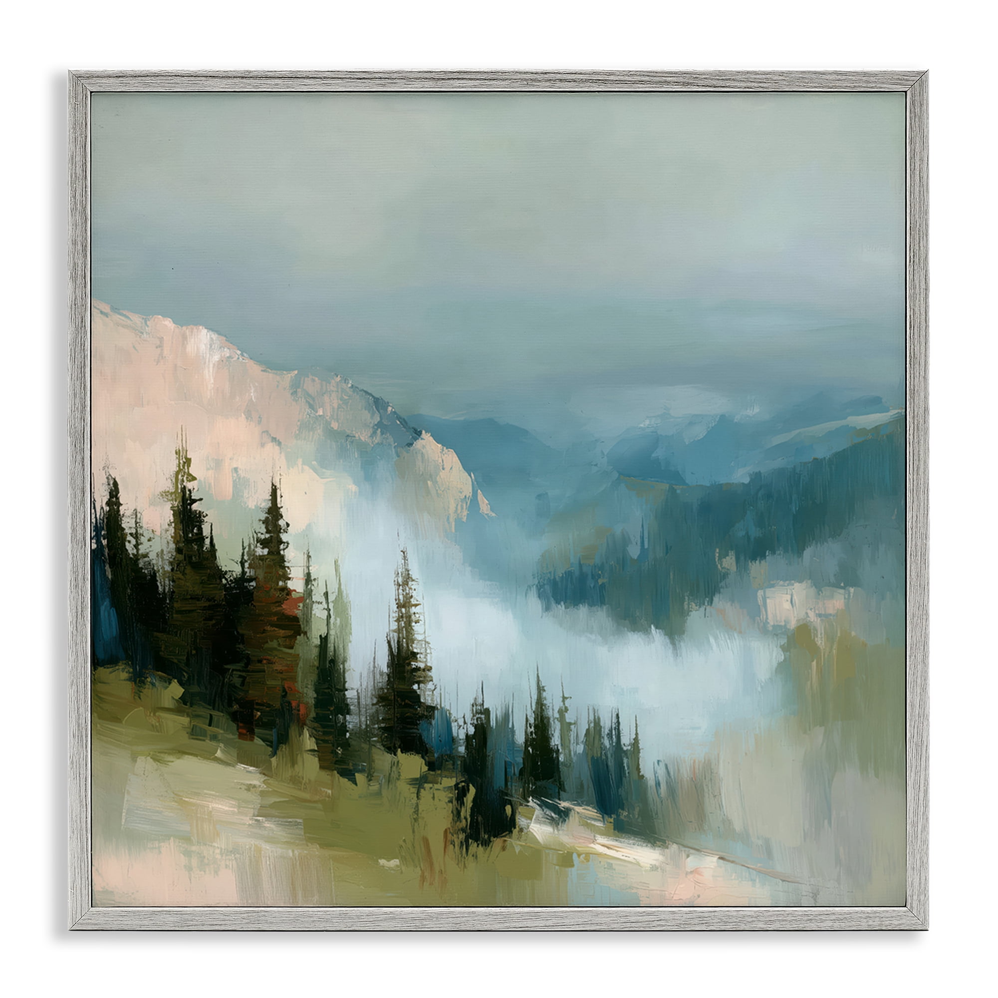 Stupell Industries Mountain Forest Impression Gray Framed Giclee Art, design by Kim Curinga