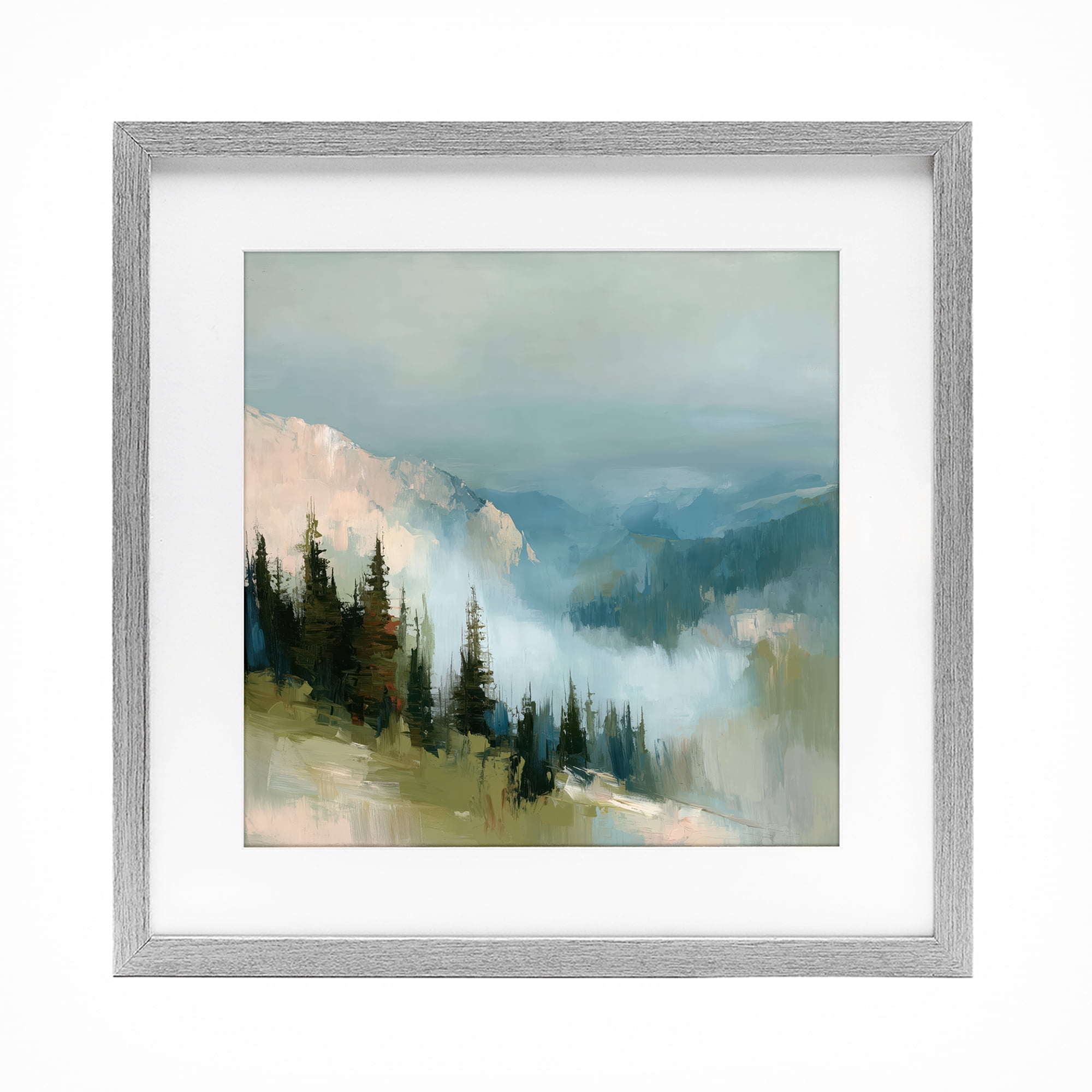 Stupell Industries Mountain Forest Impression Gray Framed Print Under Glass, design by Kim Curinga