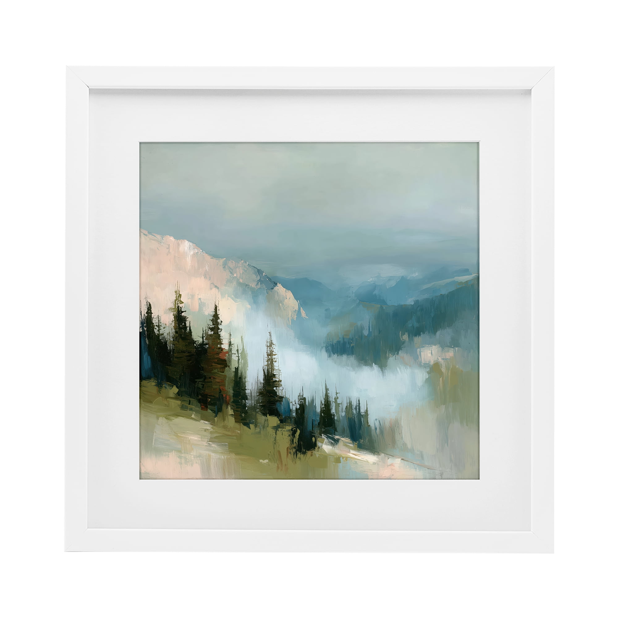 Stupell Industries Mountain Forest Impression White Framed Print Under Glass, design by Kim Curinga
