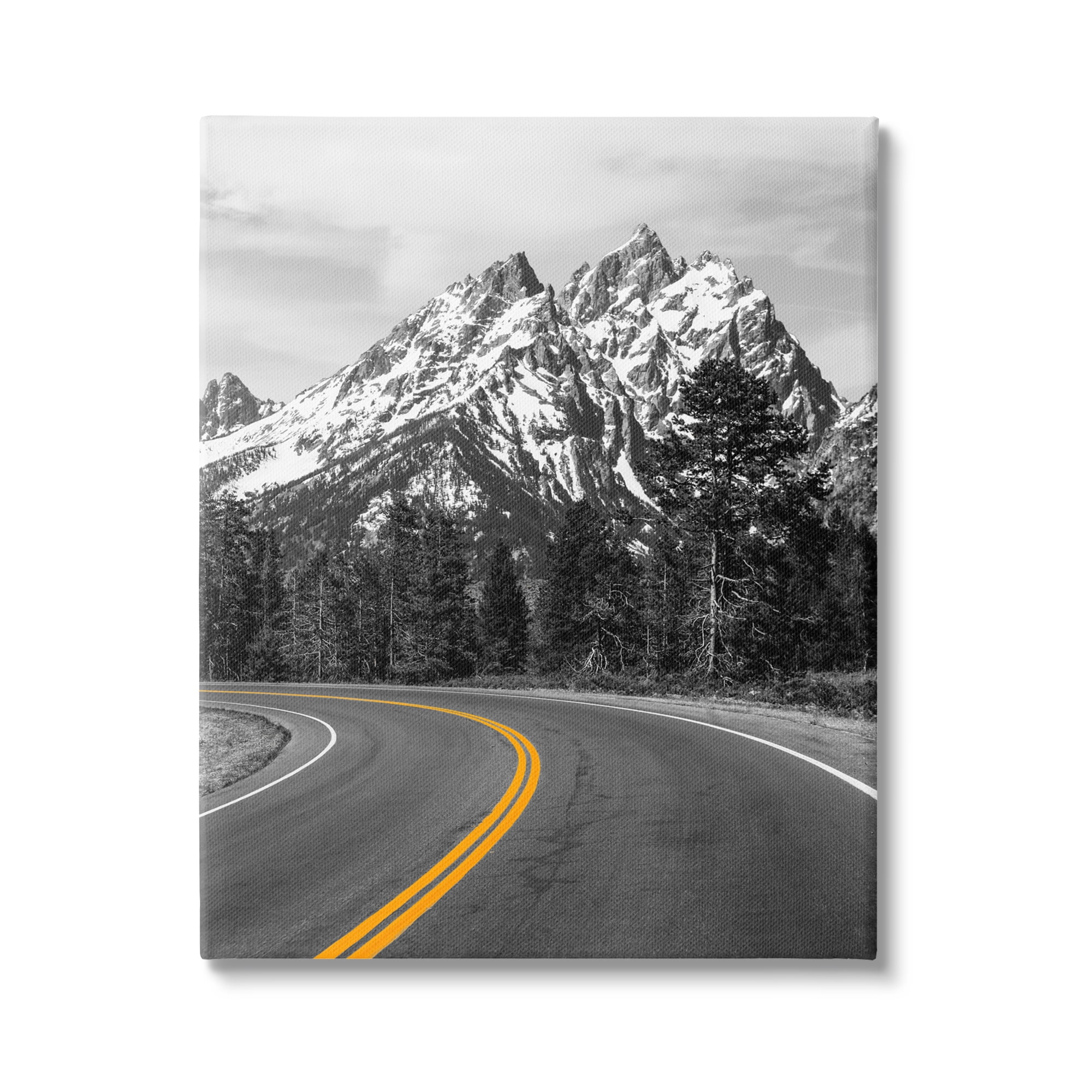 Stupell Industries Mountain Highway Road Landscape Painting Gallery Wrapped Canvas Art Print Wall Art, 36 x 48