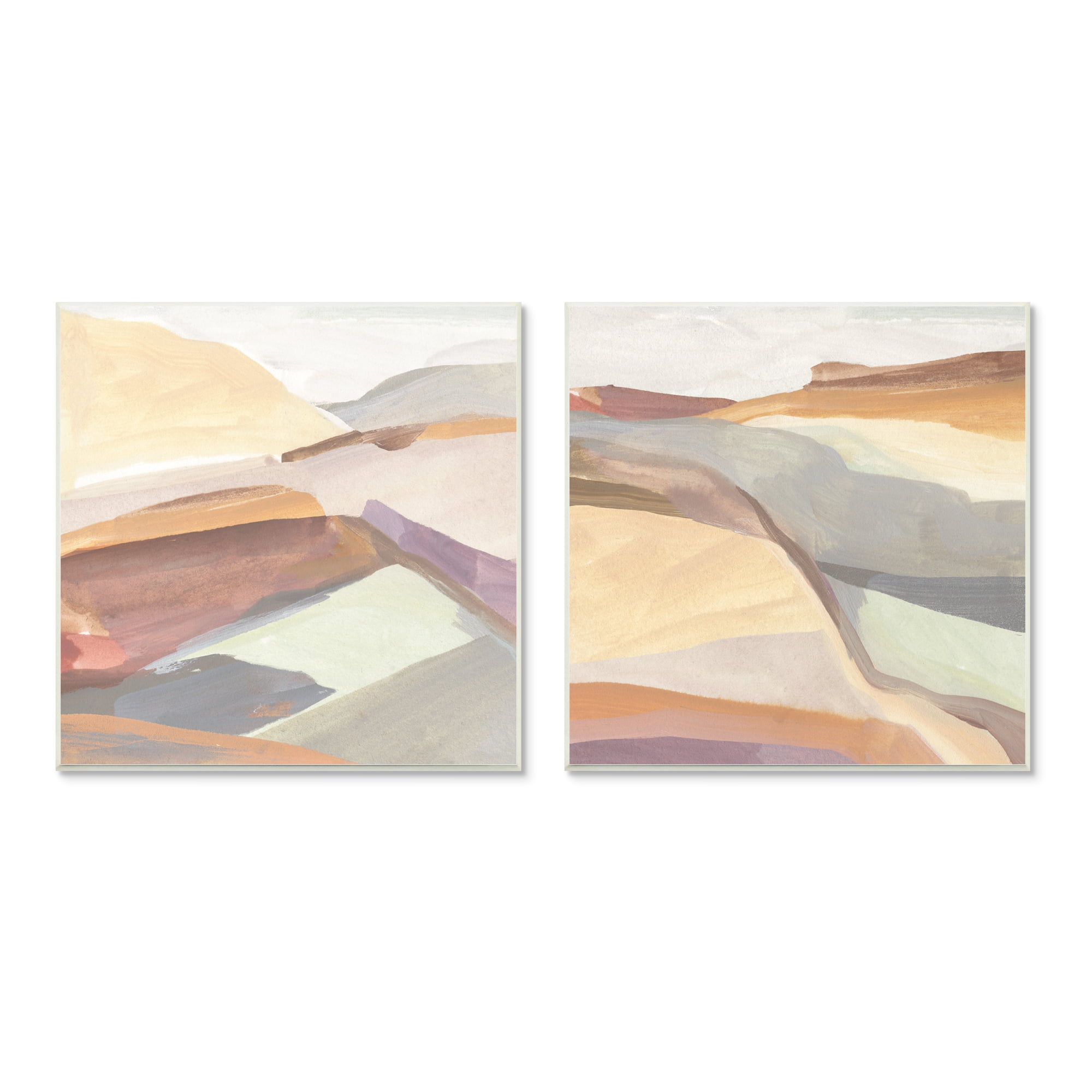 Stupell Industries Mountain Hill Movements Abstract Layered Peaks Abstract Painting Unframed Art Print Wall Art, 12 x 12, Set of 2