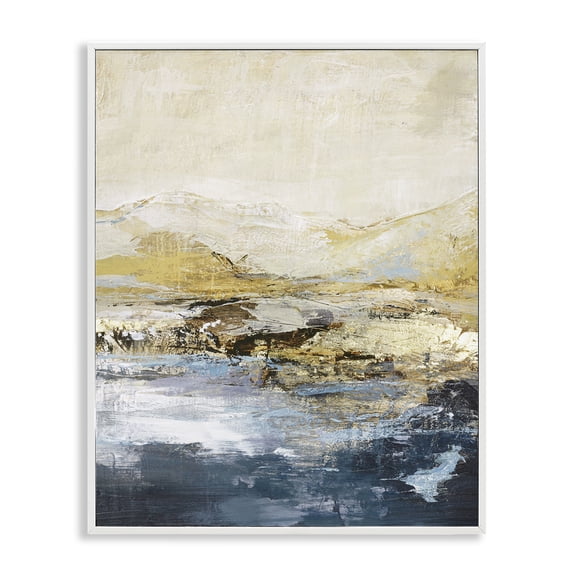Stupell Industries Mountain Lake Abstraction Landscape & Nature Painting White Framed Art Print Wall Art, 24 x 30