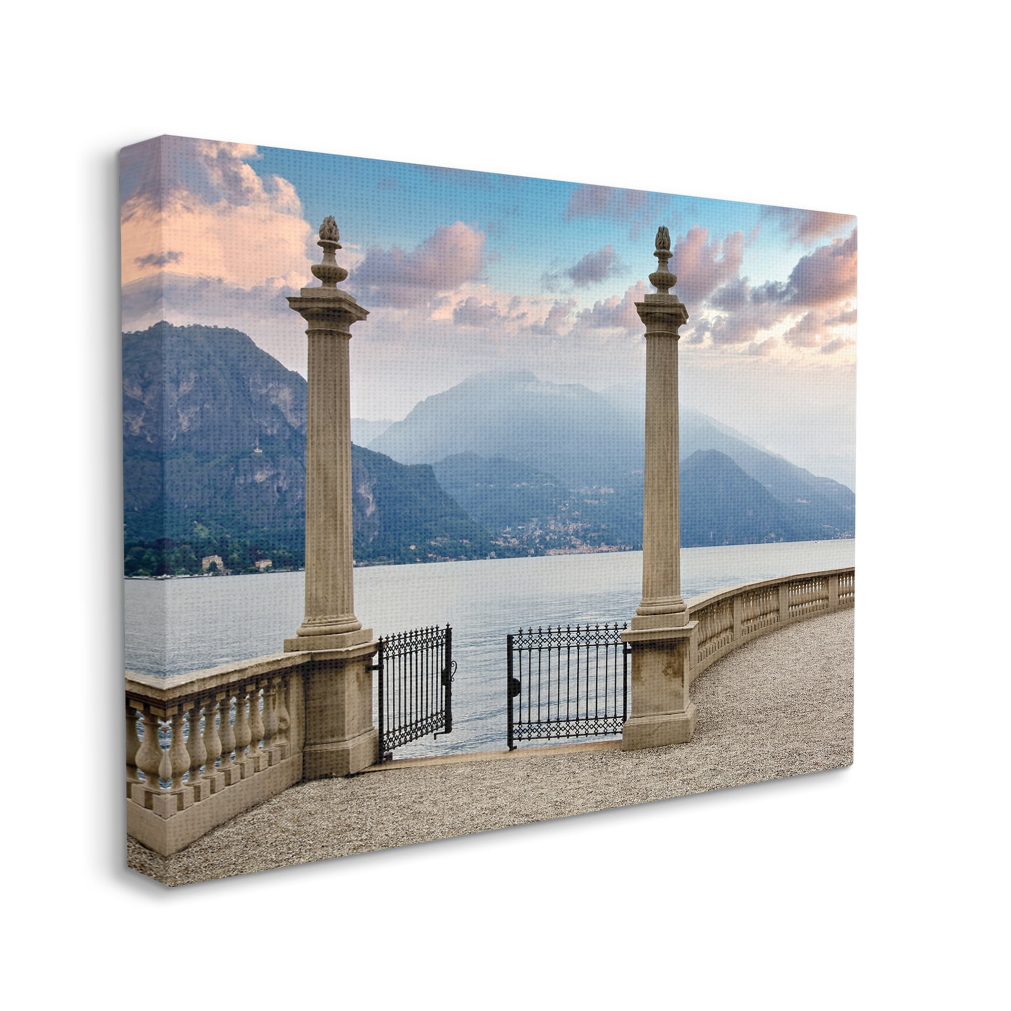 Stupell Industries Mountain Lake Landscape Italian Column Architecture Abstract Photography Black Framed Art Print Wall Art, 11 x 14