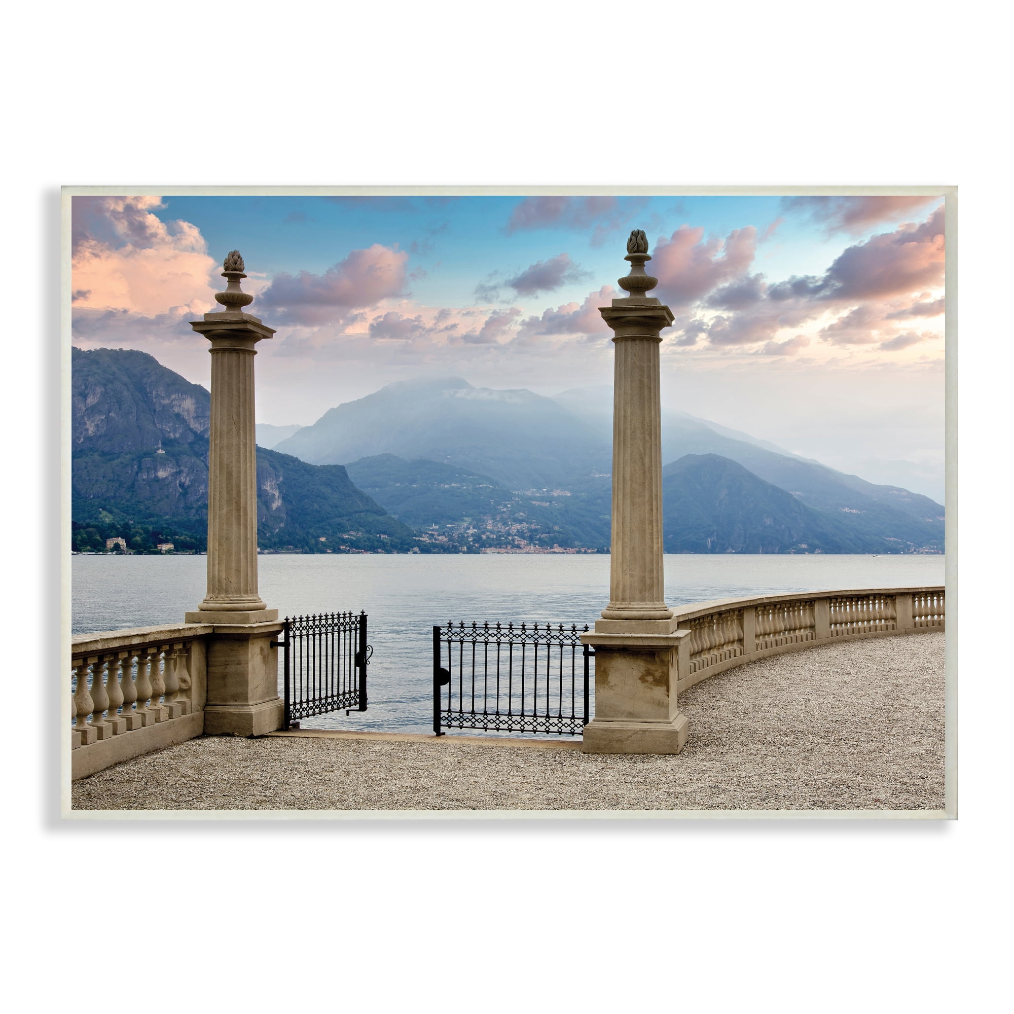 Stupell Industries Mountain Lake Landscape Italian Column Architecture Abstract Photography Unframed Art Print Wall Art, 13 x 19