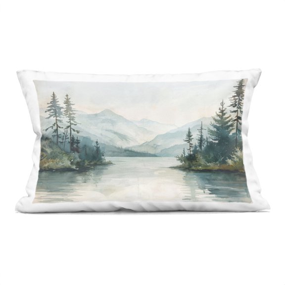 Stupell Industries - Mountain Lake in Springtime Indoor Pillow 14x20 by LSR Design Studio