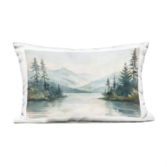 Stupell Industries Mountain Lake in Springtime Design by LSR Design Studio Outdoor Printed Pillow