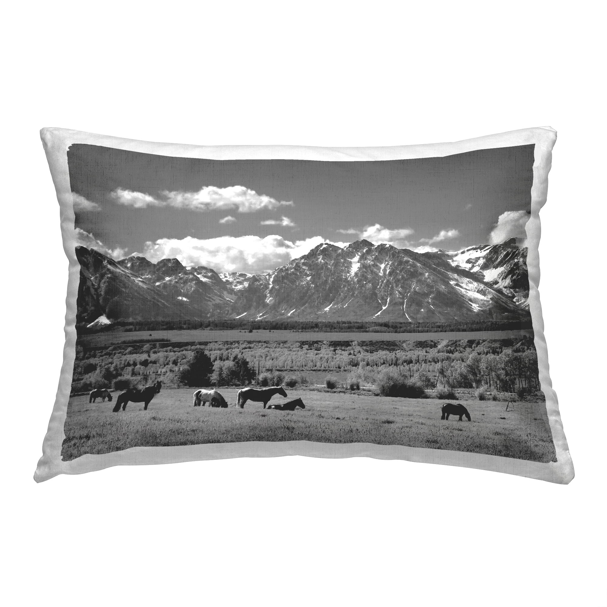 Stupell Industries Mountain Landscape Horses Decorative Printed Throw Pillow, 14 x 20