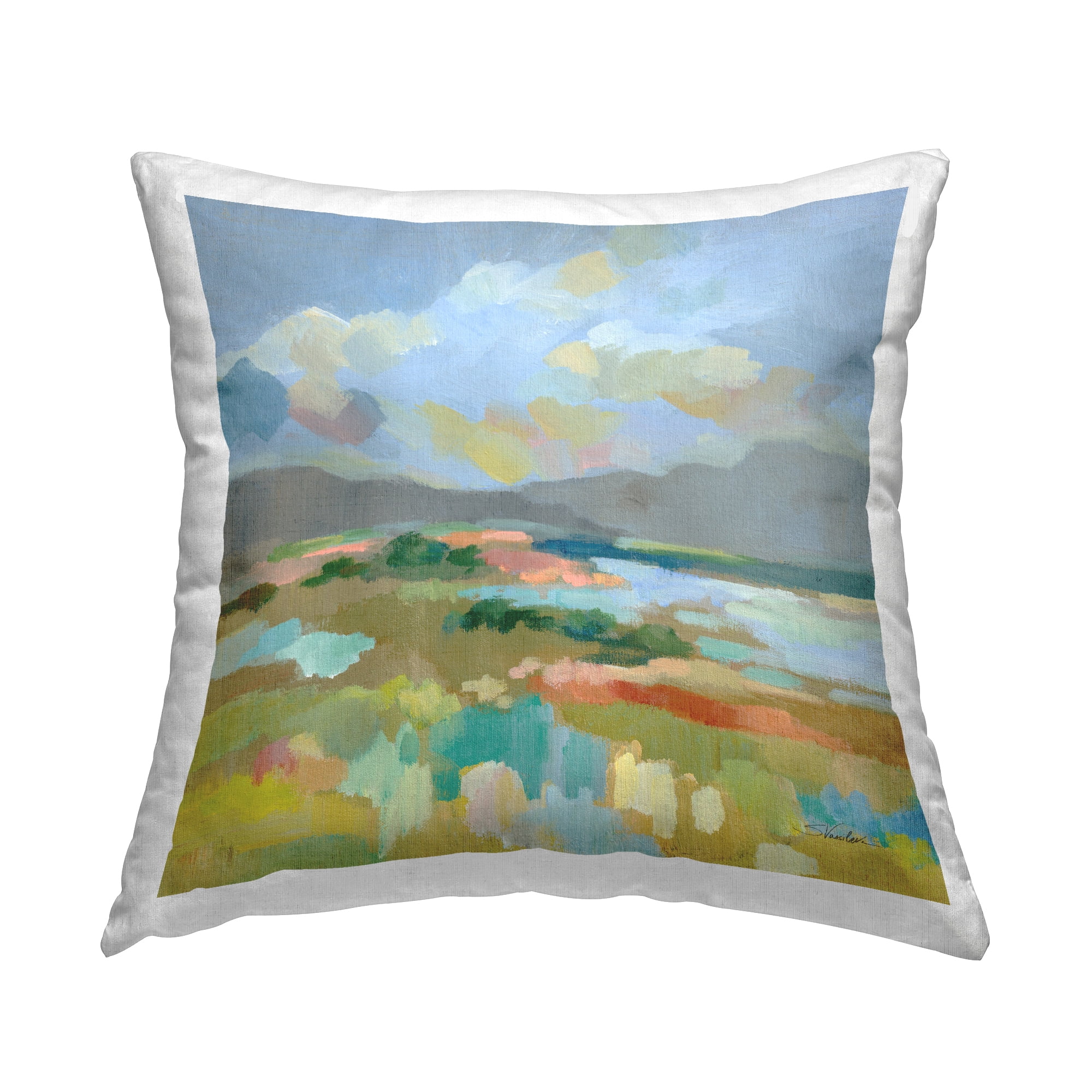Stupell Industries Mountain Meadow Abstract View Square Decorative Printed Throw Pillow, 18 x 18