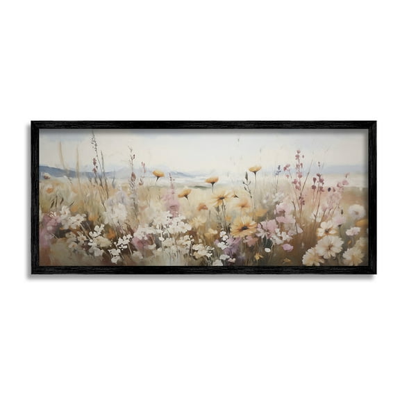 Stupell Industries Mountain Meadow Blooms Botanical & Floral Painting Black Framed Art Print Wall Art, 24 x 10