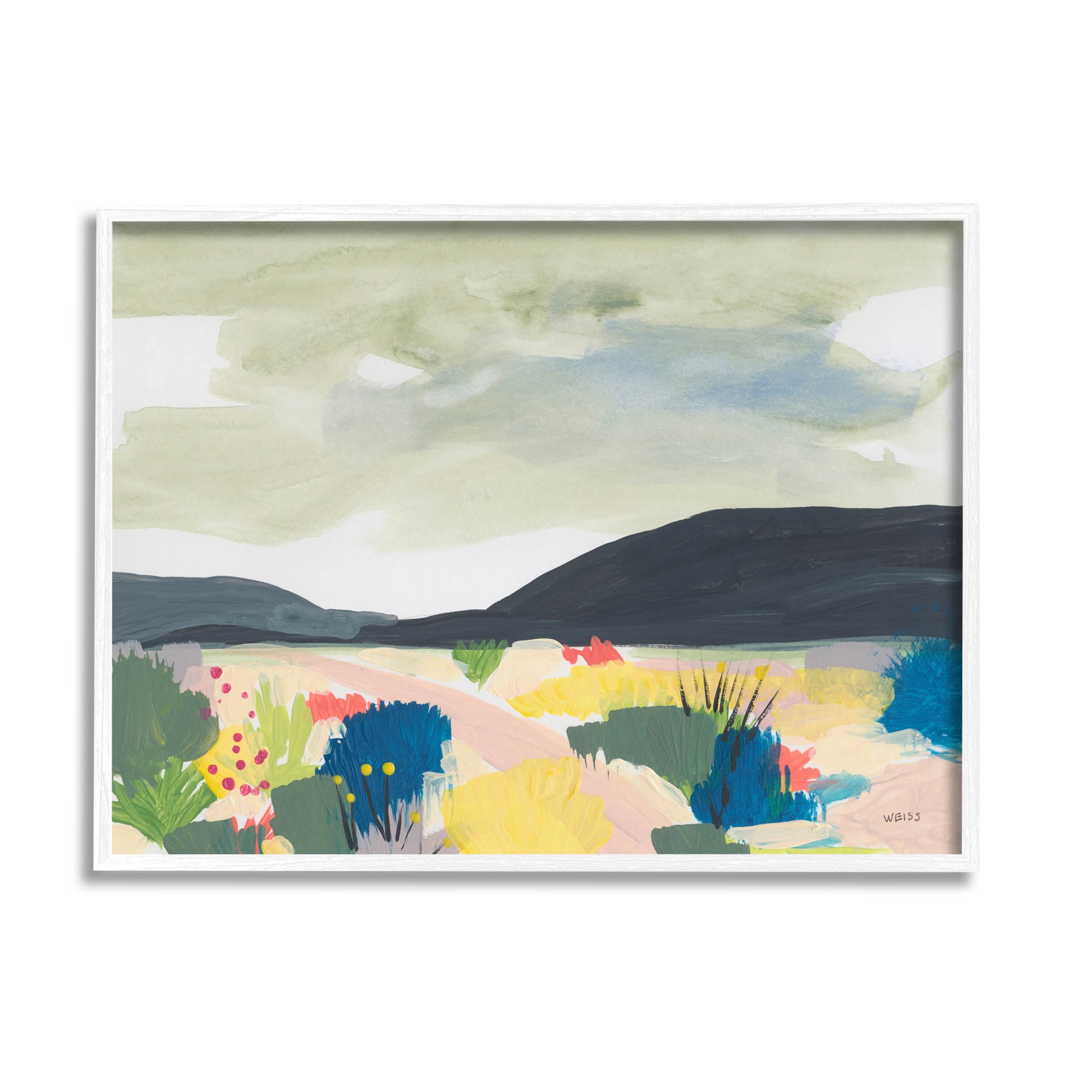 Stupell Industries Mountain Meadow Landscape Horizon Painting White Framed Art Print Wall Art, Design by Jan Weiss