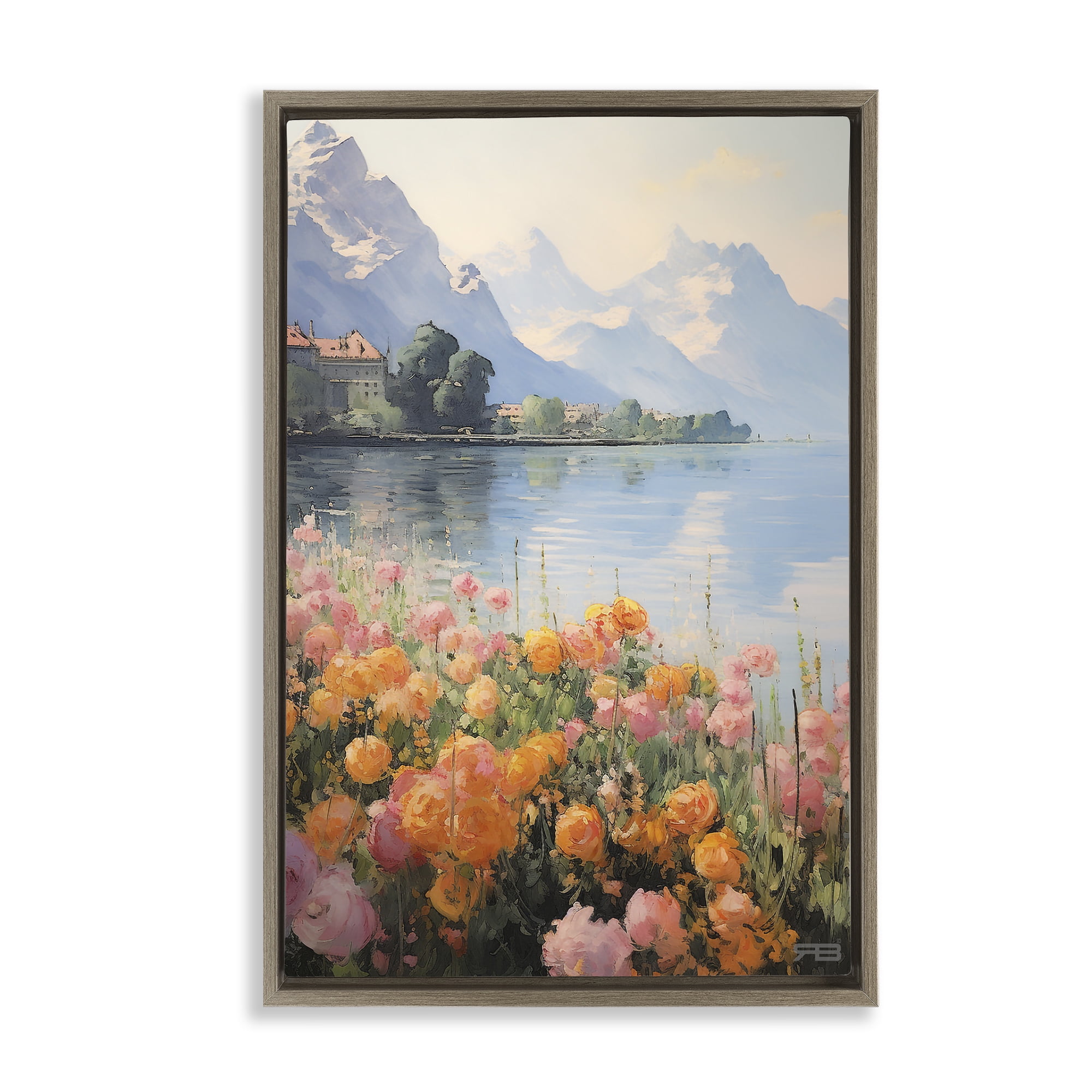 Stupell Industries Mountain Meadow Outskirts Landscape Painting Brown Floater Framed Art Print Wall Art, 17 x 25