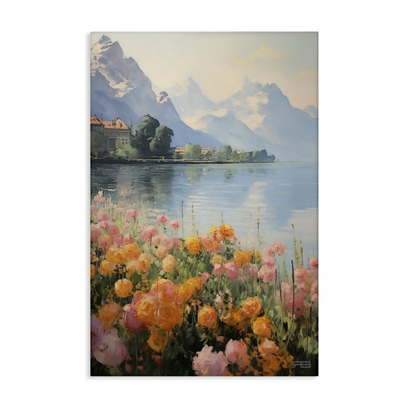 Stupell Industries Mountain Meadow Outskirts Landscape Painting Gallery Wrapped Canvas Art Print Wall Art, 16 x 24