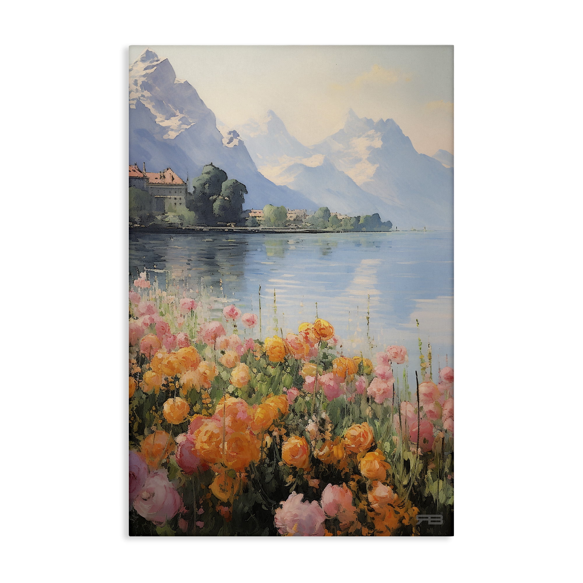 Stupell Industries Mountain Meadow Outskirts Landscape Painting Gallery Wrapped Canvas Art Print Wall Art, 24 x 36