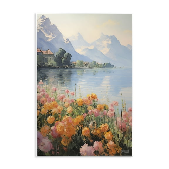 Stupell Industries Mountain Meadow Outskirts Landscape Painting Unframed Art Print Wall Art, 10 x 15