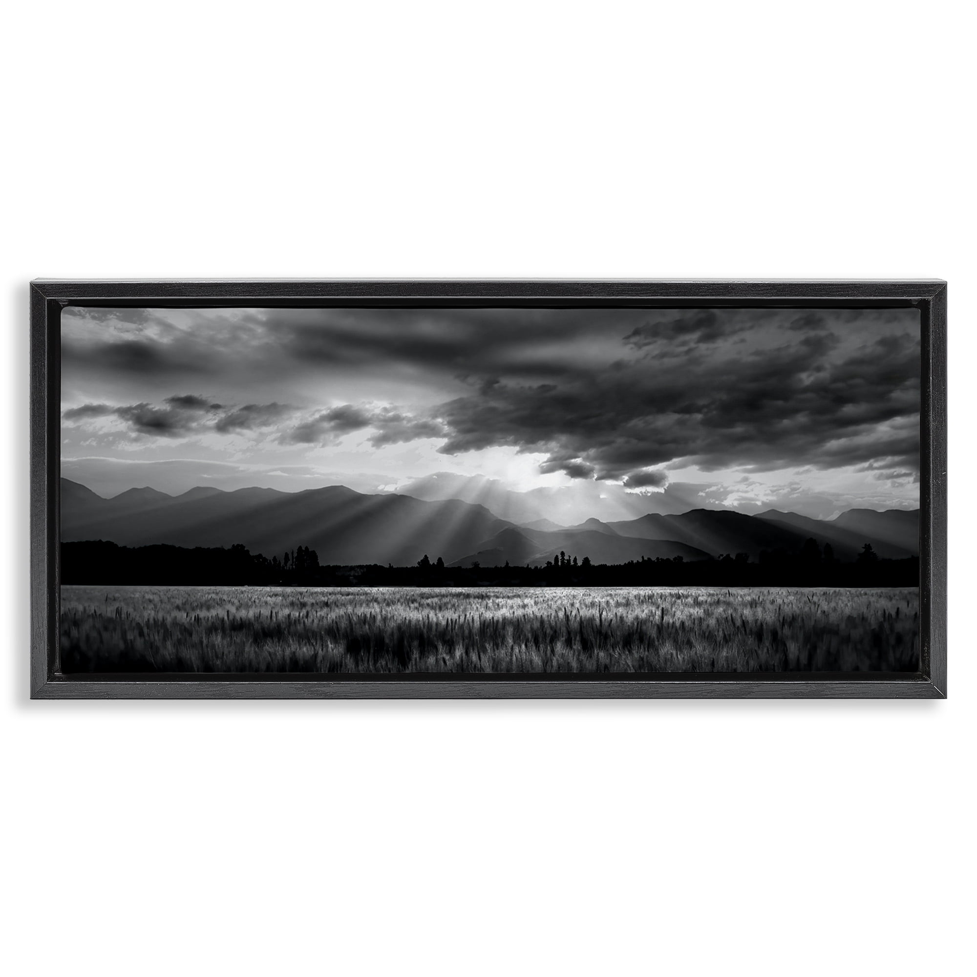 Stupell Industries Mountain Morning Sunbeams Black Framed Floater Canvas Wall Art, design by Steve Toole