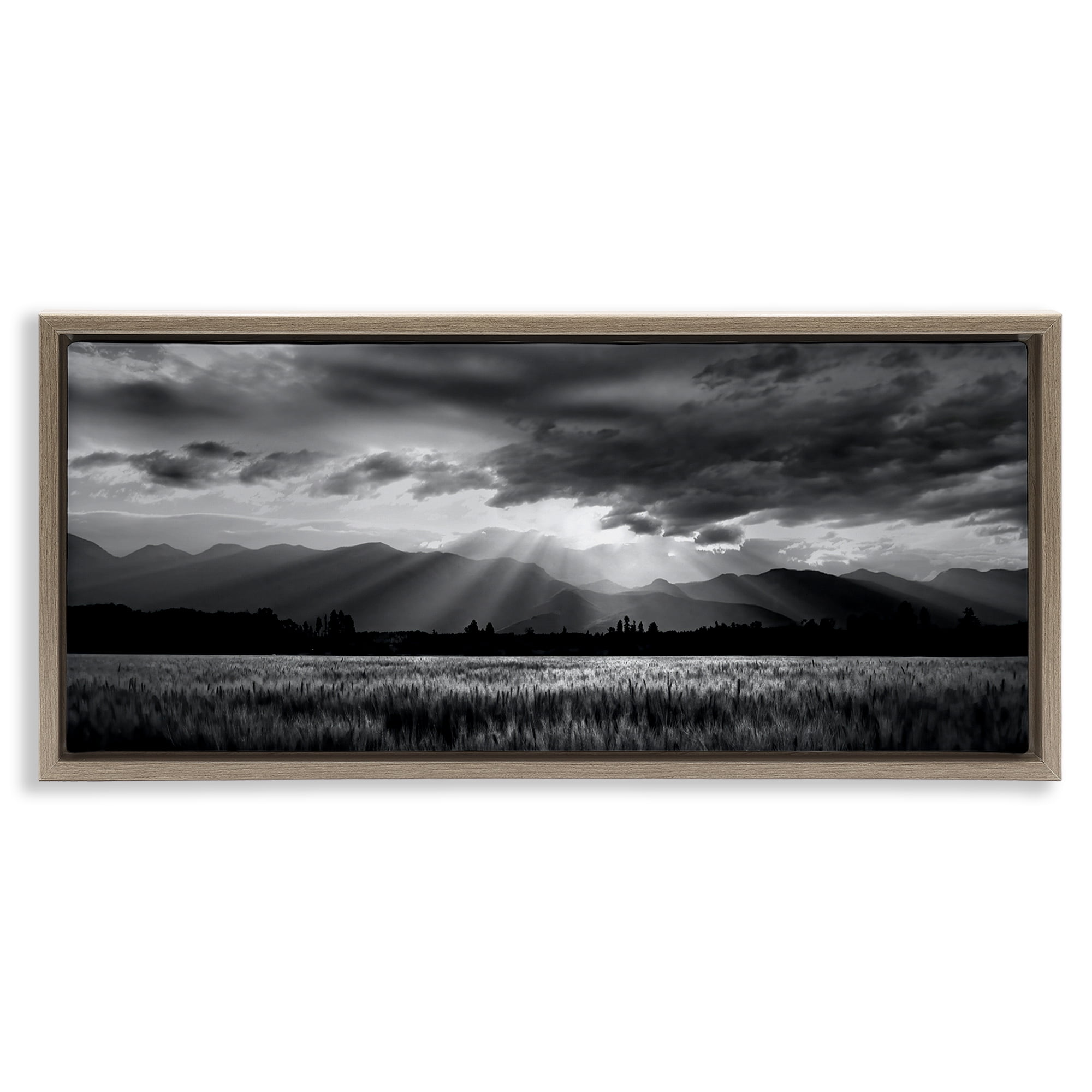 Stupell Industries Mountain Morning Sunbeams Brown Framed Floater Canvas Wall Art, design by Steve Toole