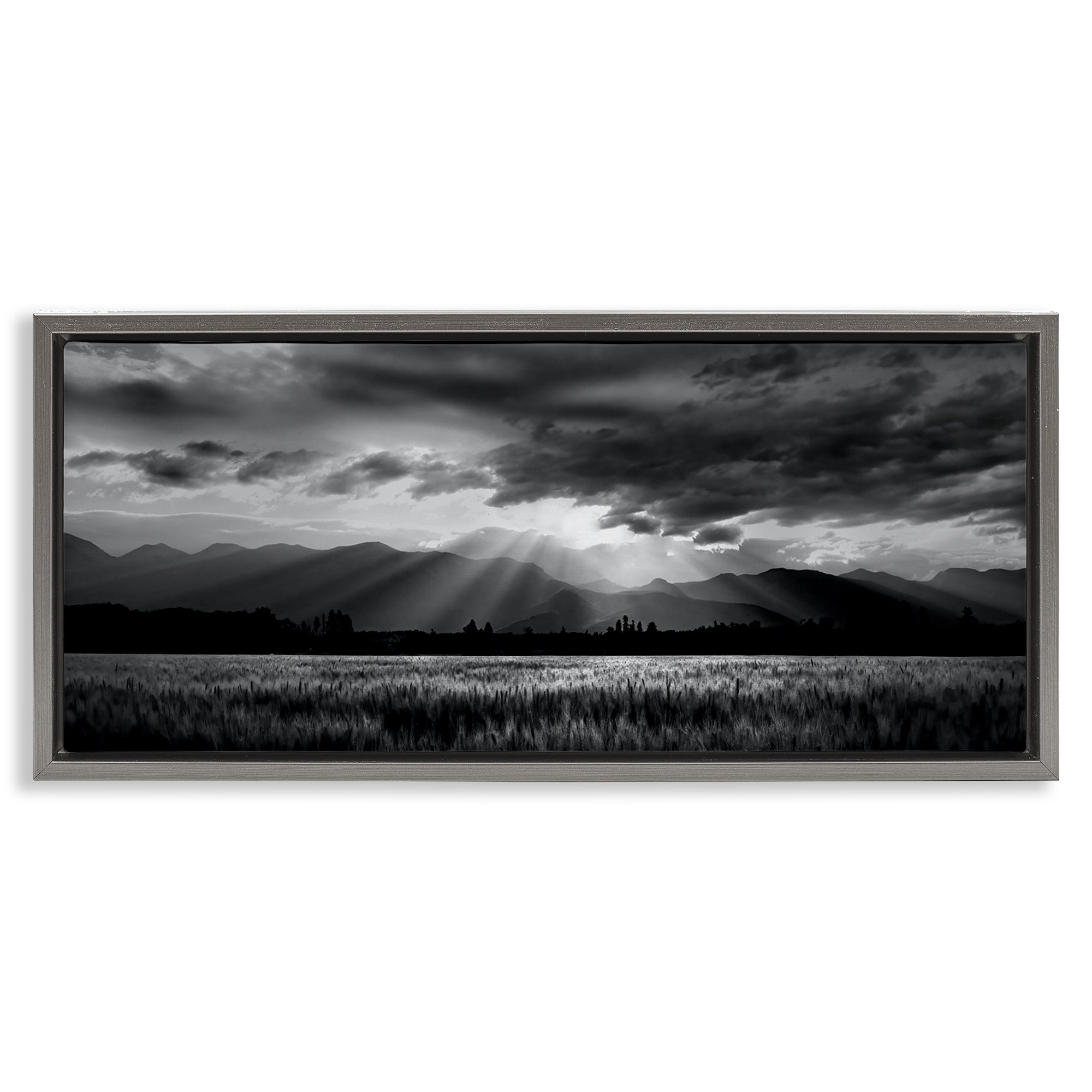 Stupell Industries Mountain Morning Sunbeams Gray Framed Floater Canvas Wall Art, design by Steve Toole