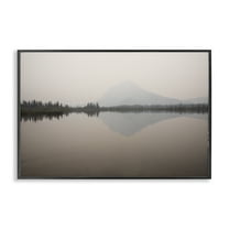 Stupell Industries Mountain Peak Reflecting Lake Landscape & Nature Photography Black Framed Art Print Wall Art, 18 x 12